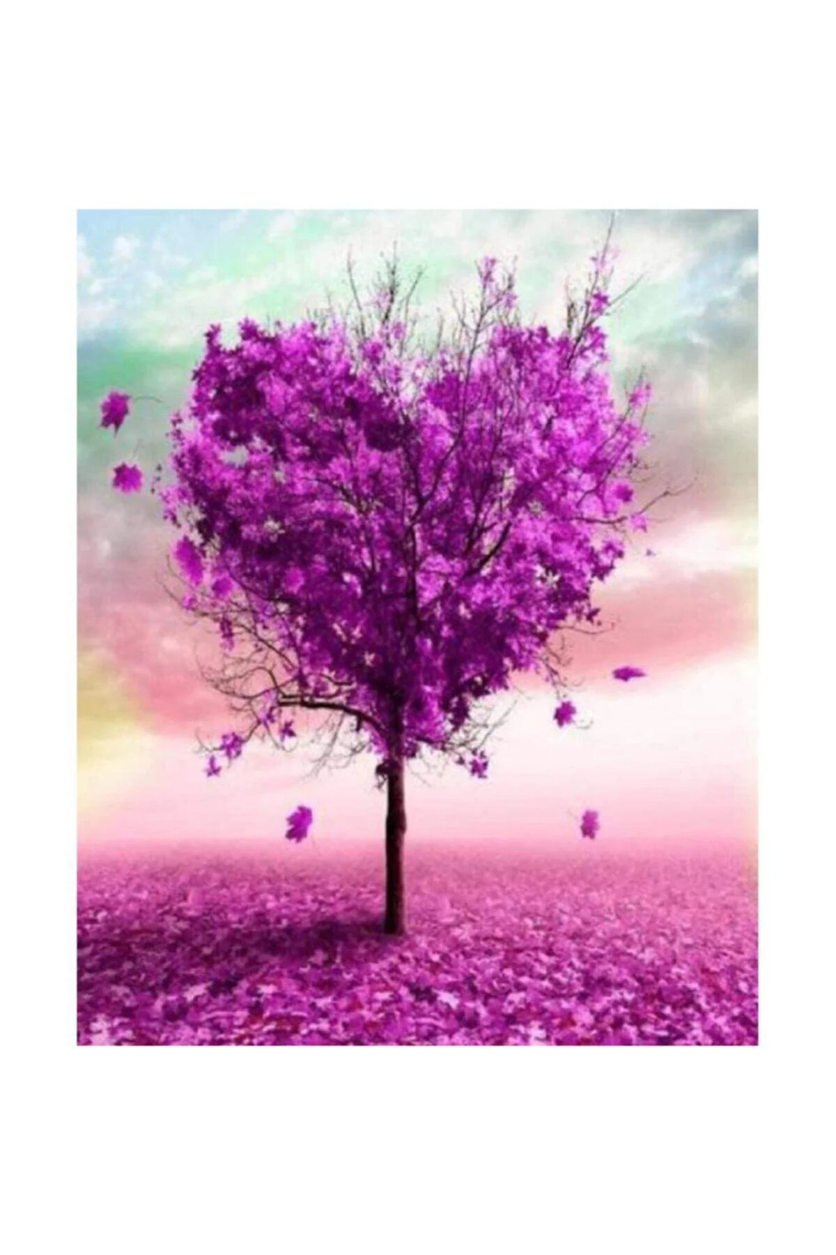 Canvas Aşk Ağacı Sayılarla Boyama Seti Duvar Sticker Çerçevesiz R