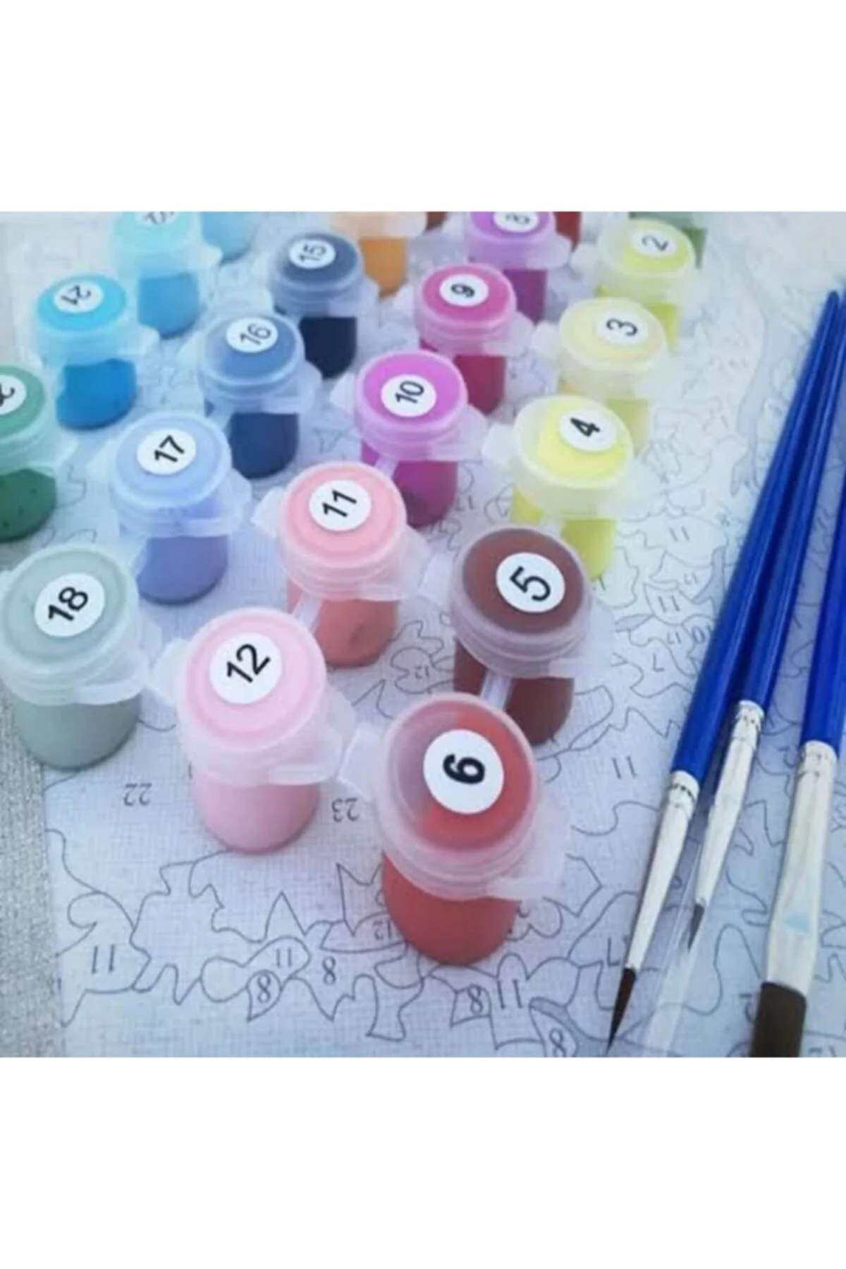 Canvas Aşk Ağacı Sayılarla Boyama Seti Duvar Sticker Çerçevesiz R