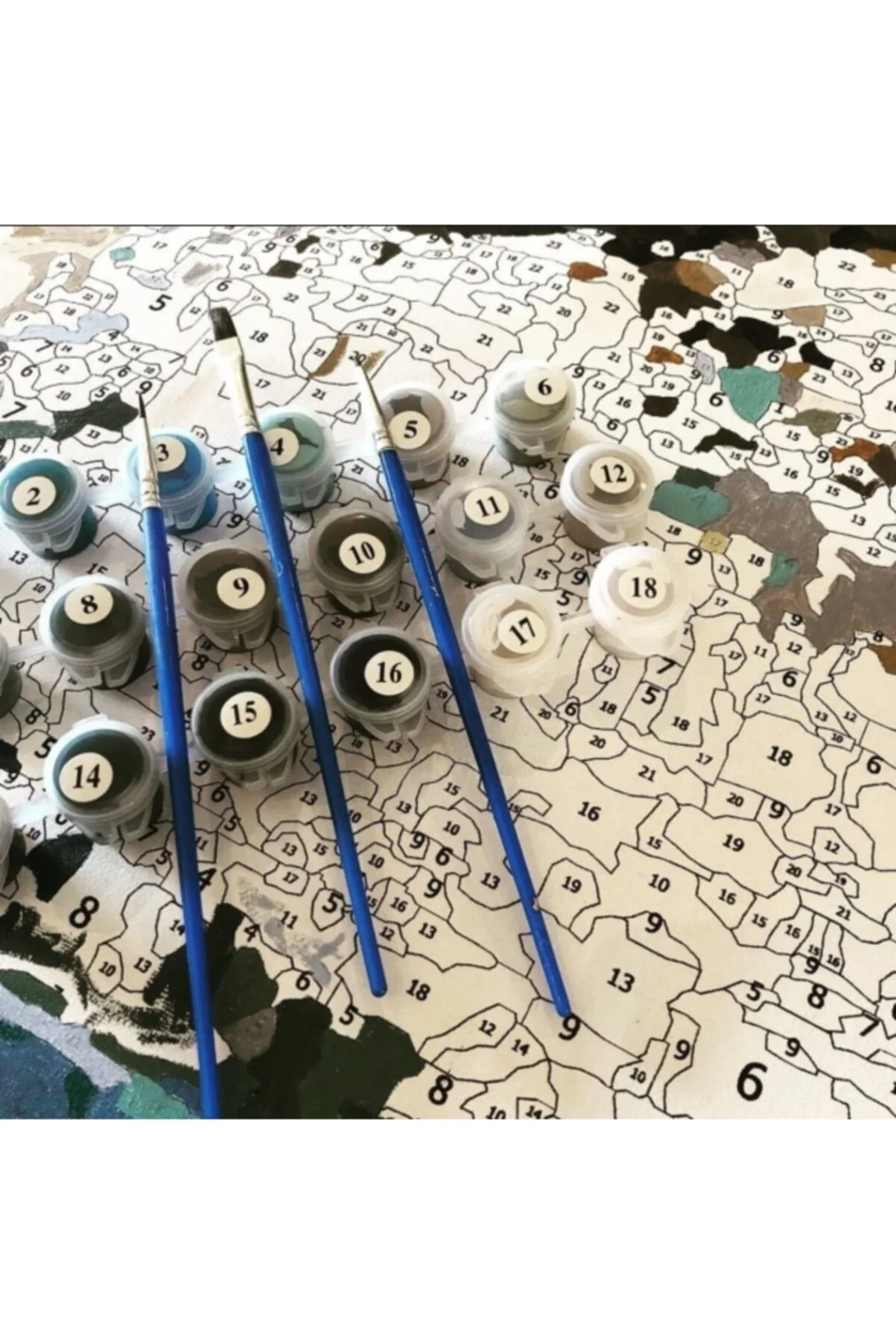 Canvas Aşk Ağacı Sayılarla Boyama Seti Duvar Sticker Çerçevesiz R