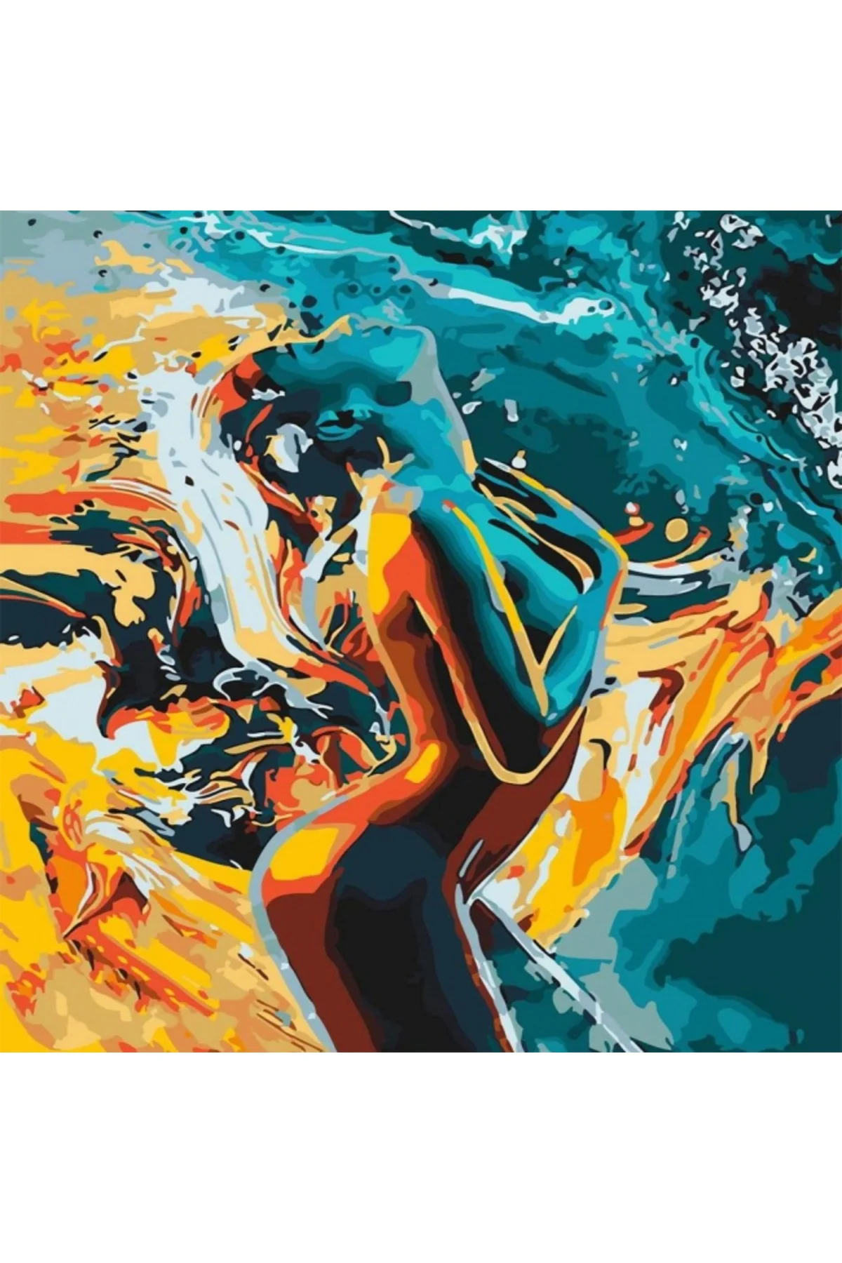 Canvas Ateş Su ve Tutku Sayılarla Boyama Seti Kasnaklı 90 x 110 c