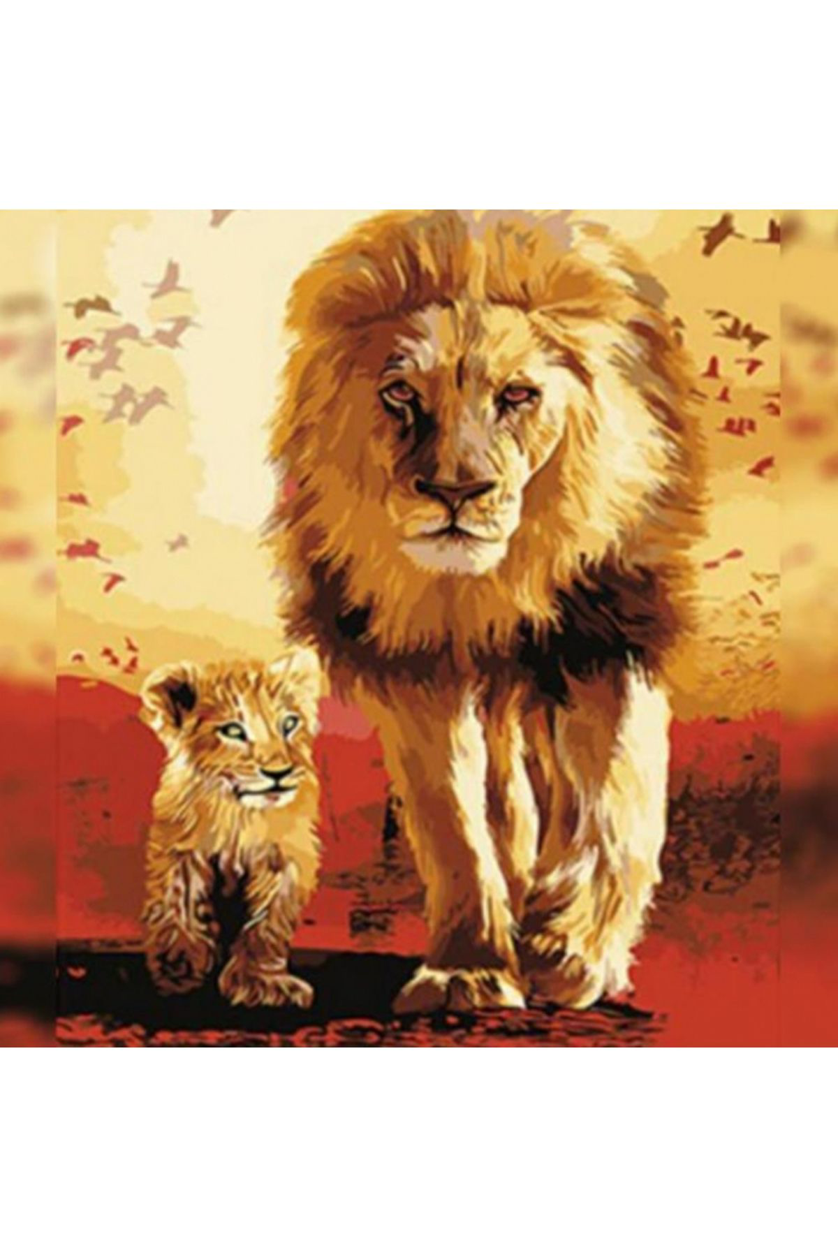 Midas Home Canvas Baba Oğul Aslan Sayılarla Boyama Seti Kasnaklı