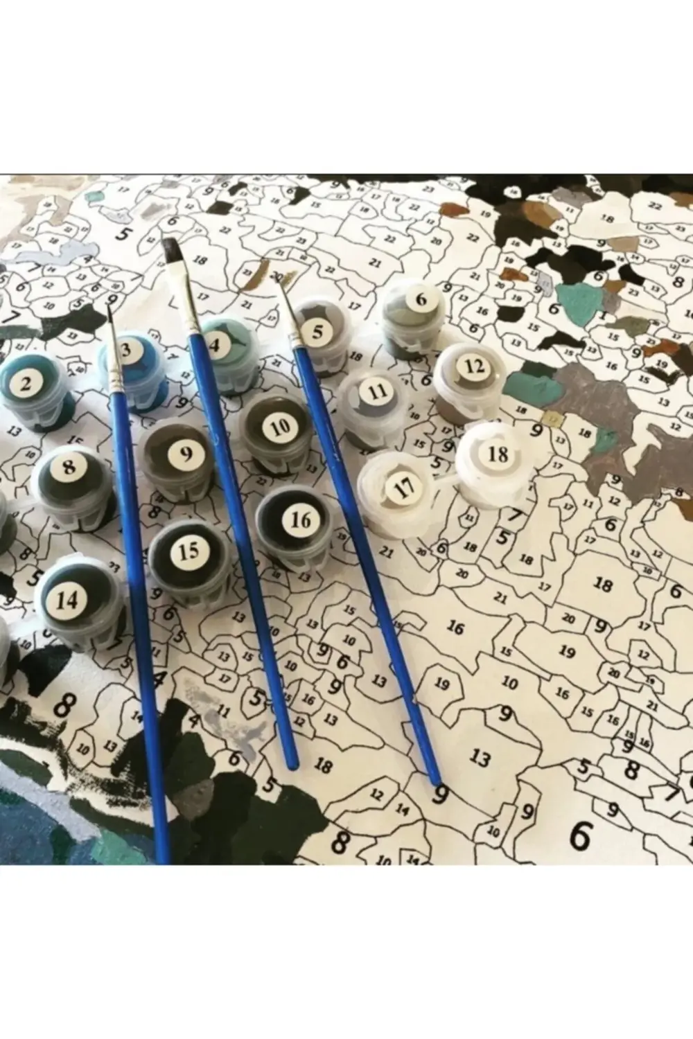 Canvas Bahar ve Kuş Sayılarla Boyama Seti KASNAKLI ÇERÇEVELİ