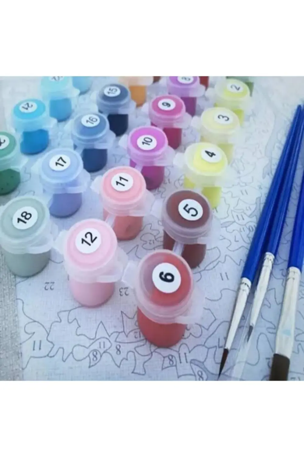 Canvas Bahar ve Kuş Sayılarla Boyama Seti KASNAKLI ÇERÇEVELİ