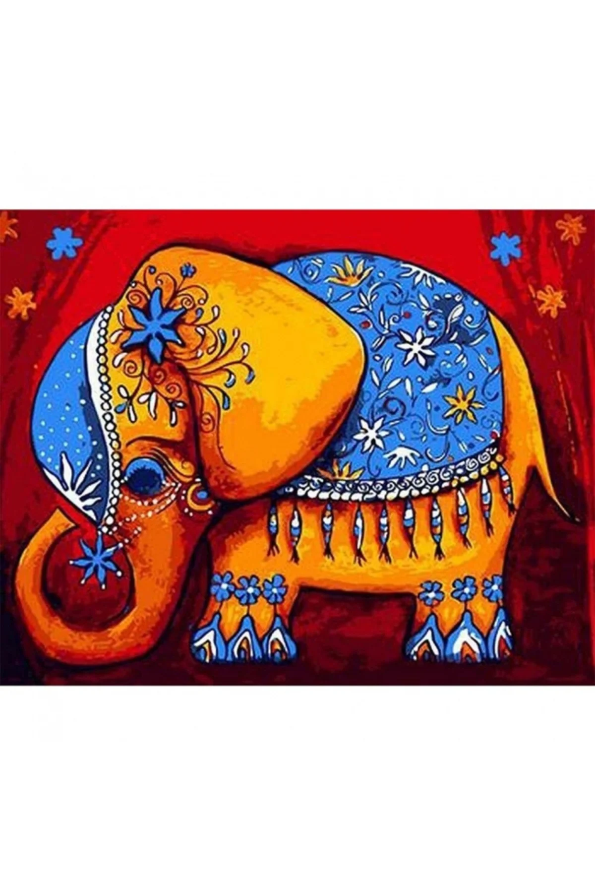 Canvas Bereket Fili Sayılarla Boyama Seti  Kasnaklı 70 x 90 cm