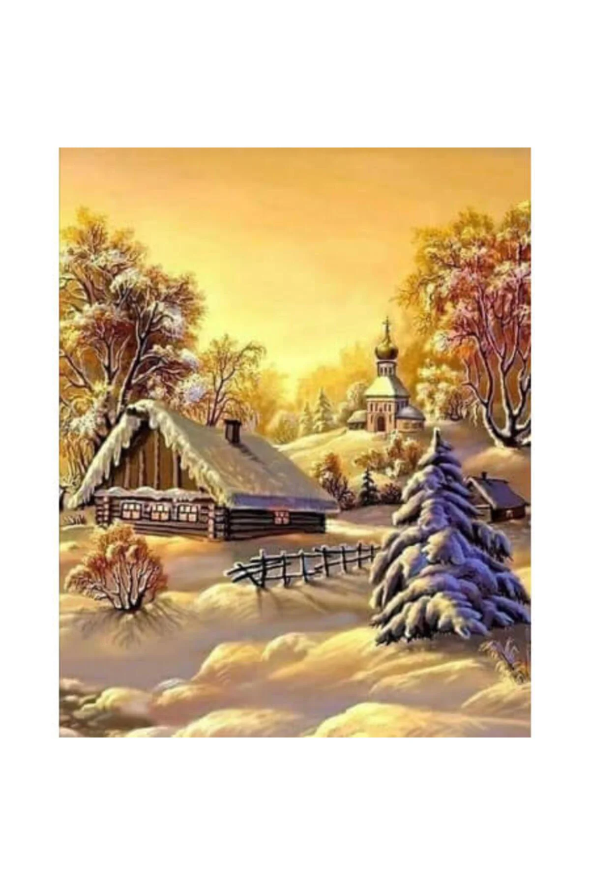 Canvas Bir Kış Manzarası Sayılarla Boyama Seti Rulo 100 X 140 Cm