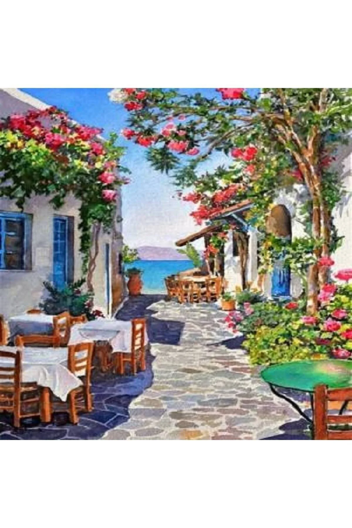 Canvas Bodrum Taş Sokağı Sayılarla Boyama Seti KASNAKLI DUVARA AS
