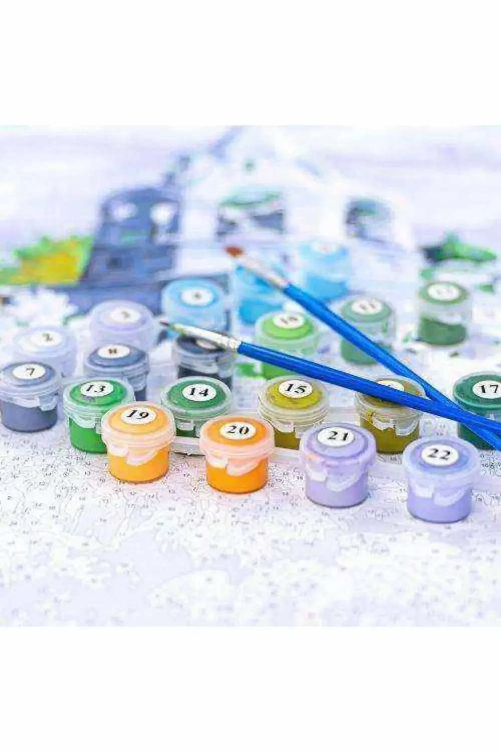 Canvas Çiçek Kadın 12 Renkli Sayılarla Boyama Seti Kasnaklı 60x75