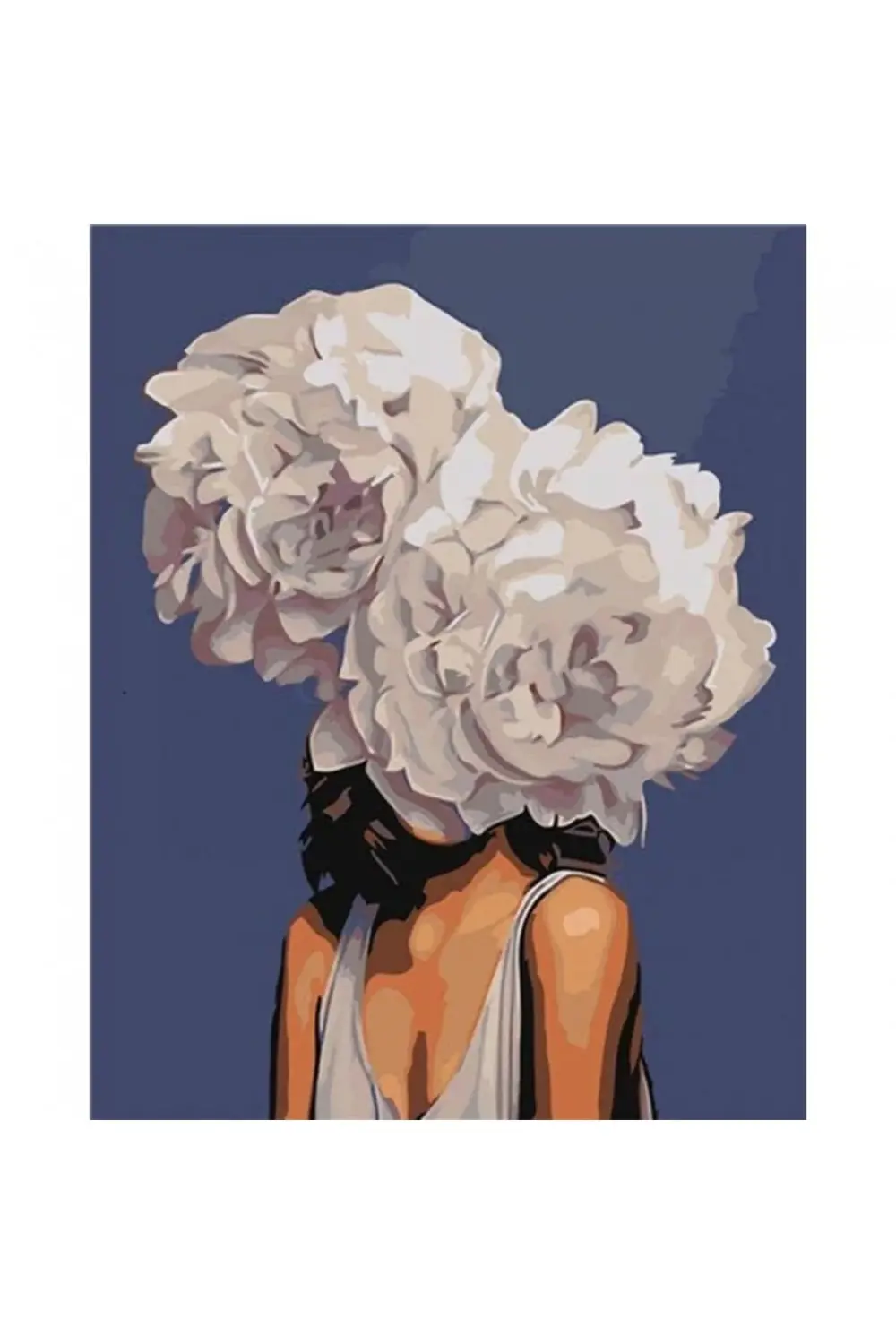 Canvas Çiçek Kadın 12 Renkli Sayılarla Boyama Seti Kasnaklı 60x75