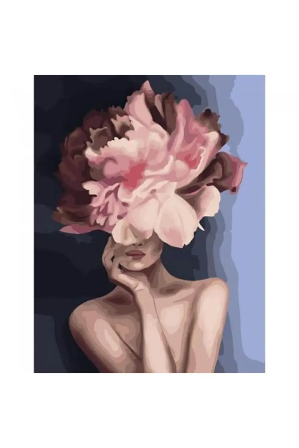 Canvas Çiçek Kadın 3 Renkli Sayılarla Boyama Seti Kasnaklı 90x110