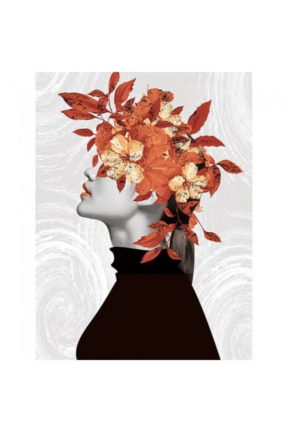 Canvas Çiçek Kadın 9 Renkli Sayılarla Boyama Seti Kasnaklı 50x65