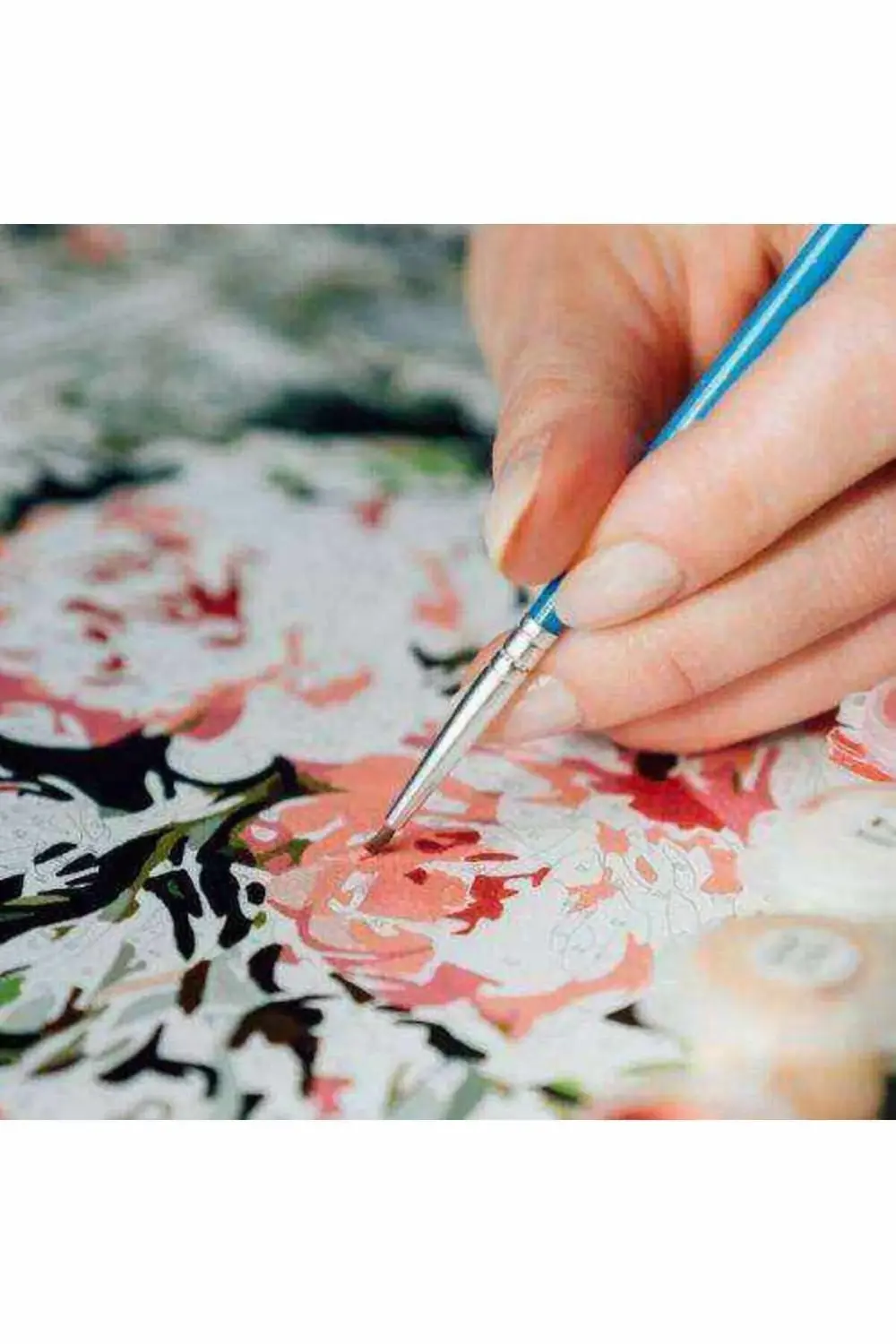 Canvas Çiçek Kadın 9 Renkli Sayılarla Boyama Seti Kasnaklı 50x65