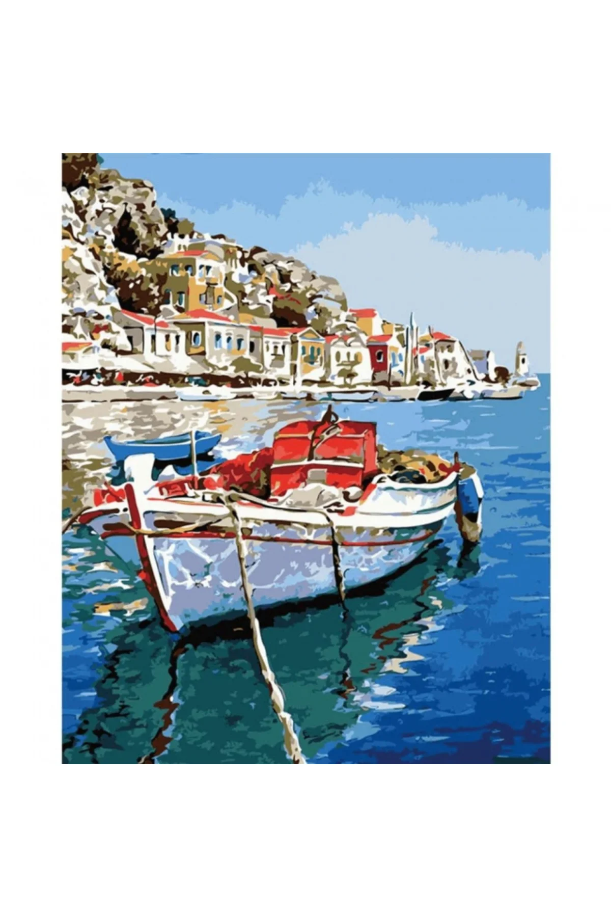 Canvas Egenin Mavi Suları Sayılarla Boyama Seti  Kasnaklı 50 x 65