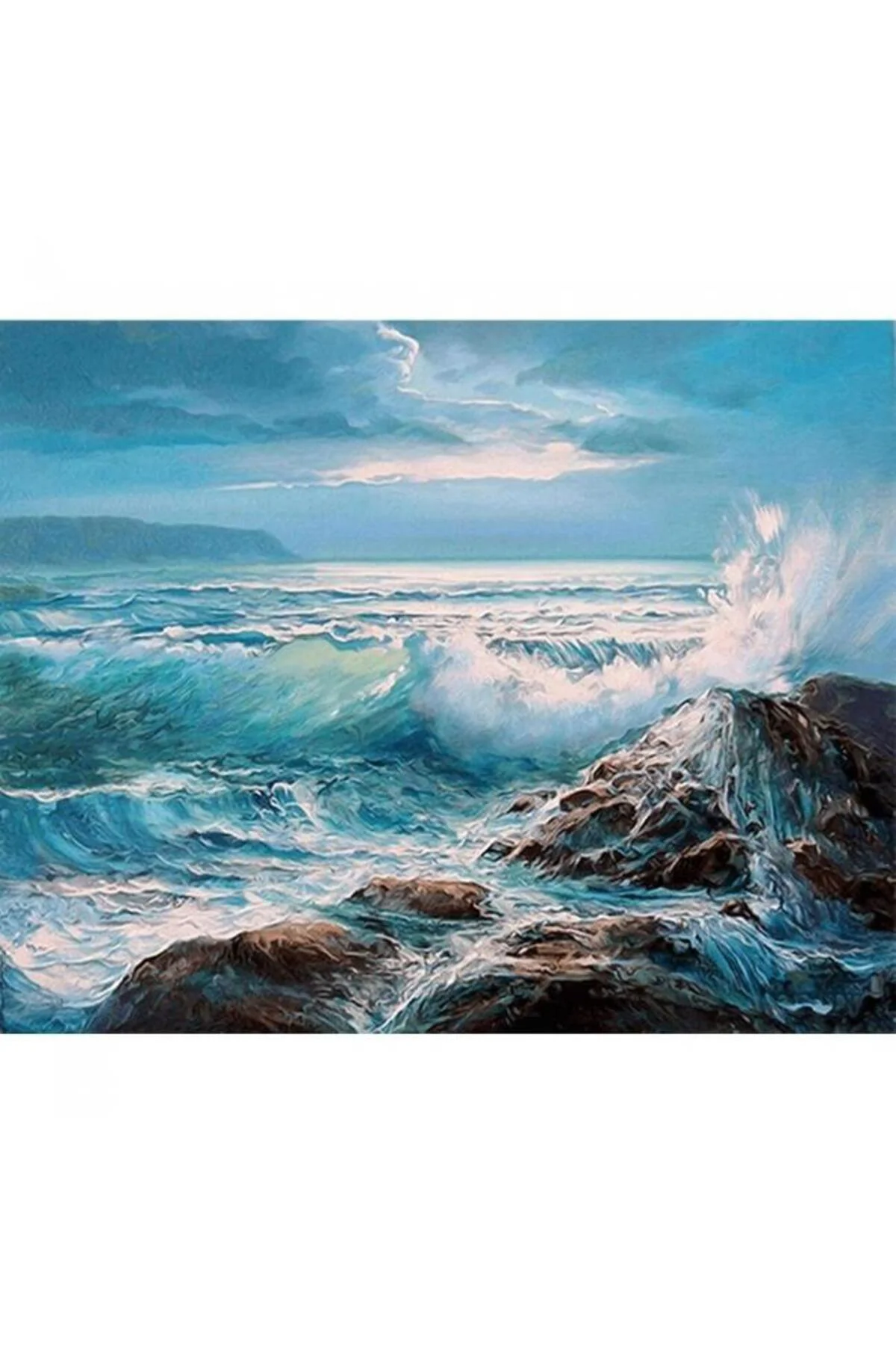 Canvas Fırtına Ve Deniz Sayılarla Boyama Seti KASNAKLI DUVARA ASI
