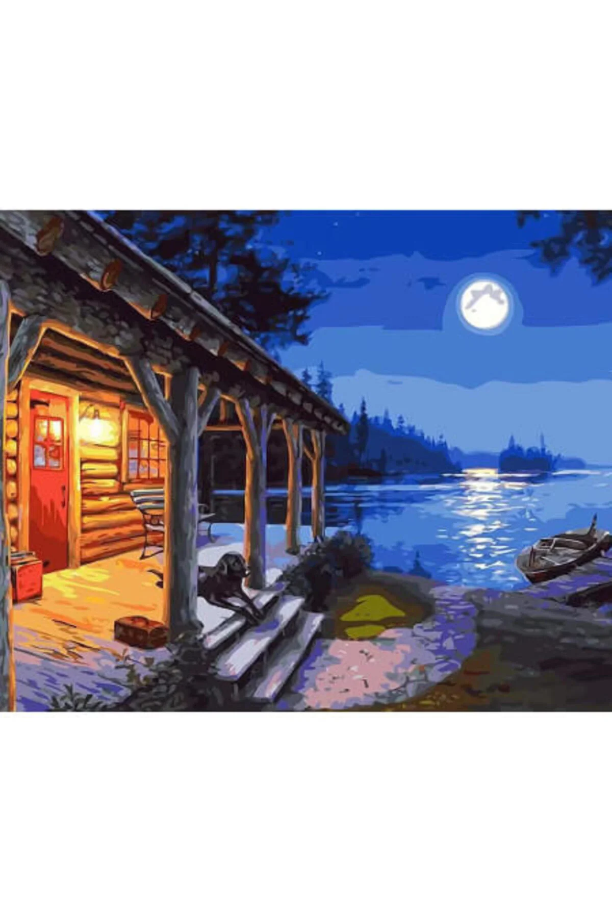 Canvas Gecenin Yansıması Sayılarla Boyama Seti Kasnaklı