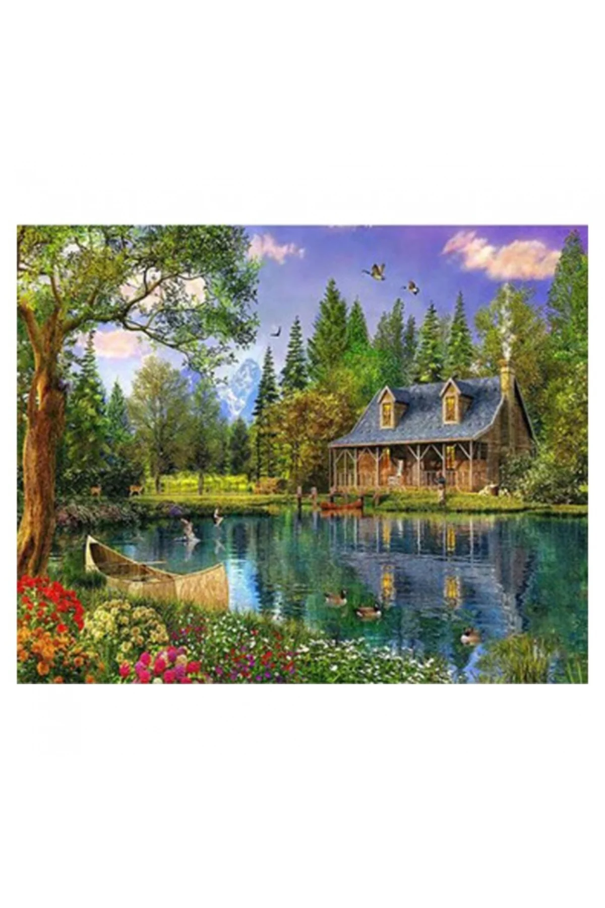 Canvas Göl Evi Sayılarla Boyama Seti KASNAKLI DUVARA ASILABİLİR