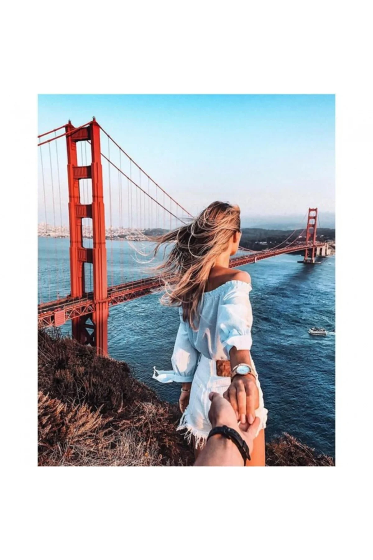 Canvas Golden Gate'te Aşk Sayılarla Boyama Seti KASNAKLI DUVARA A