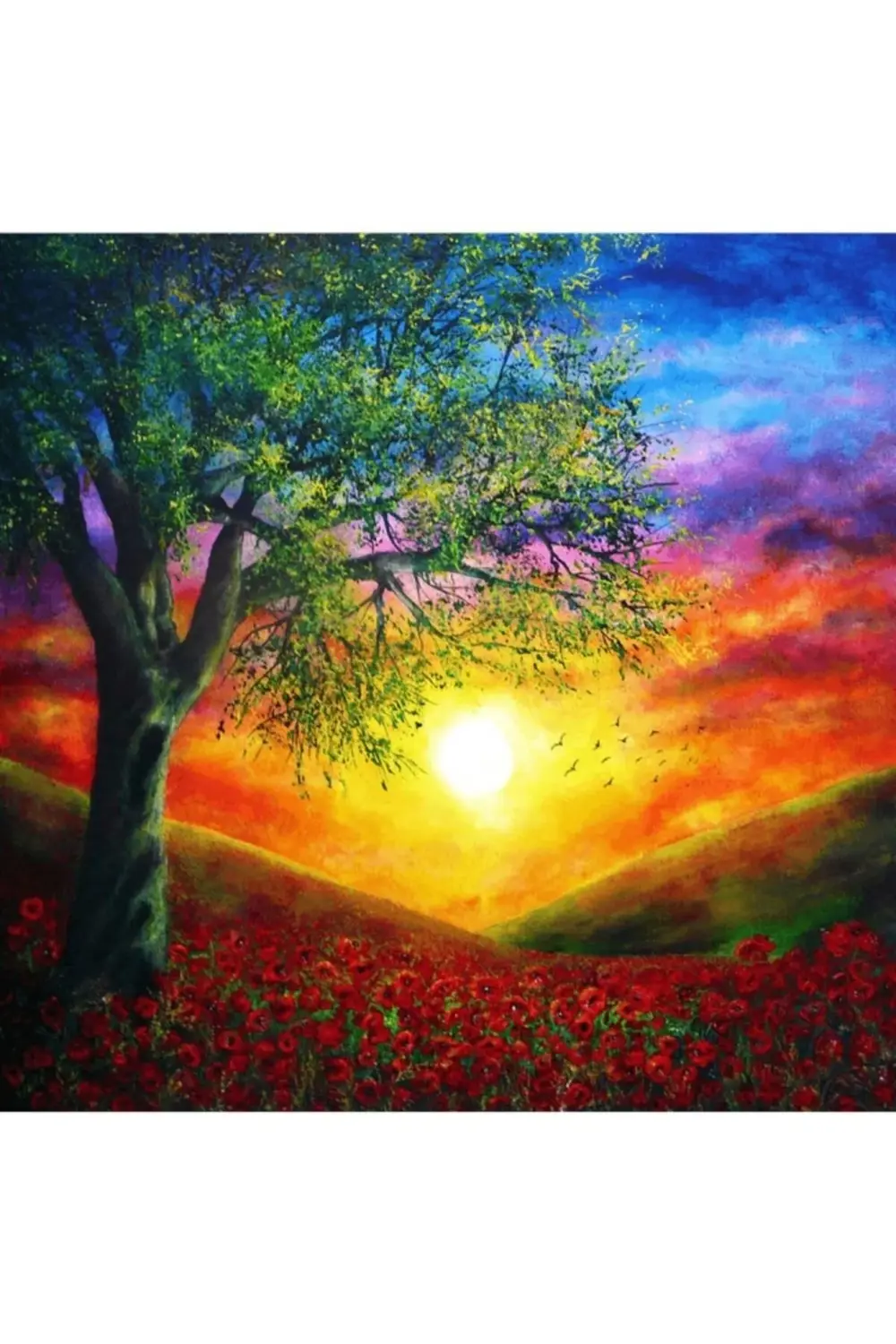 Canvas Günbatımı Ve Doğa Sayılarla Boyama Seti Kasnaklı 50 x 65 c