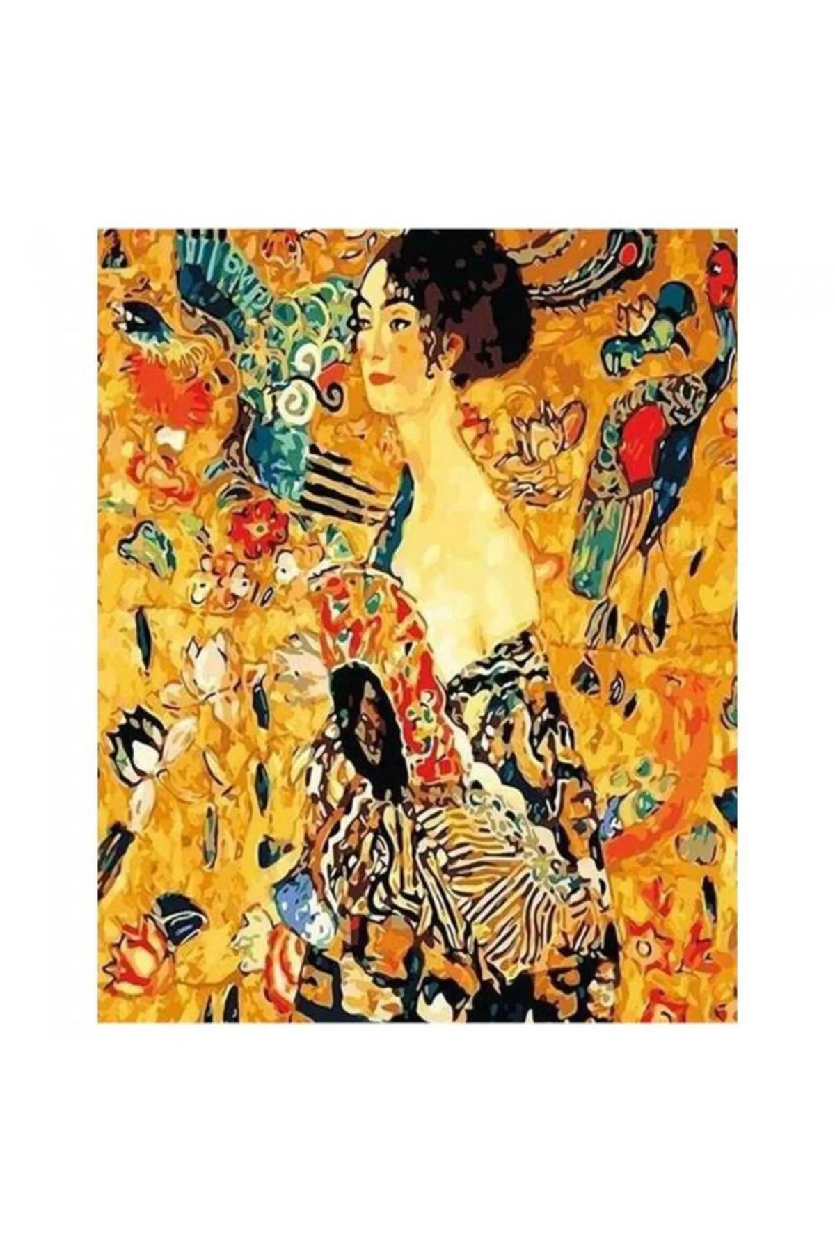 Canvas Gustav Klimt Genç Kadın Sayılarla Boyama Seti KASNAKLI DUV