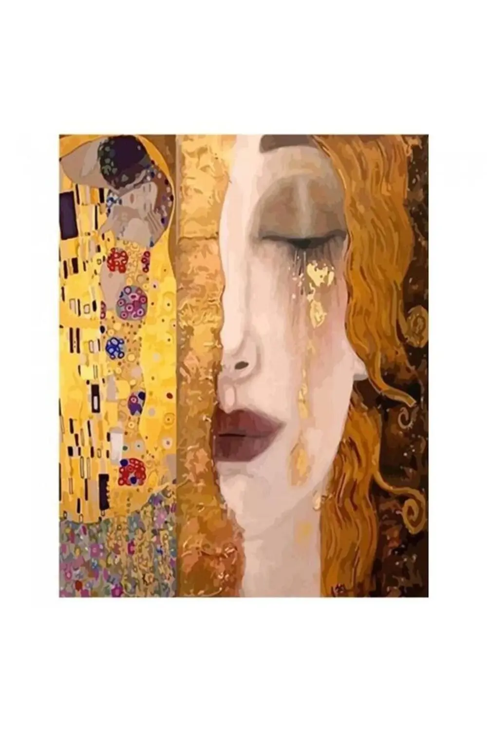 İ Am Art Canvas Gustav Klimt İki Eser Sayılarla Boyama Seti Kasnaklı 70 X