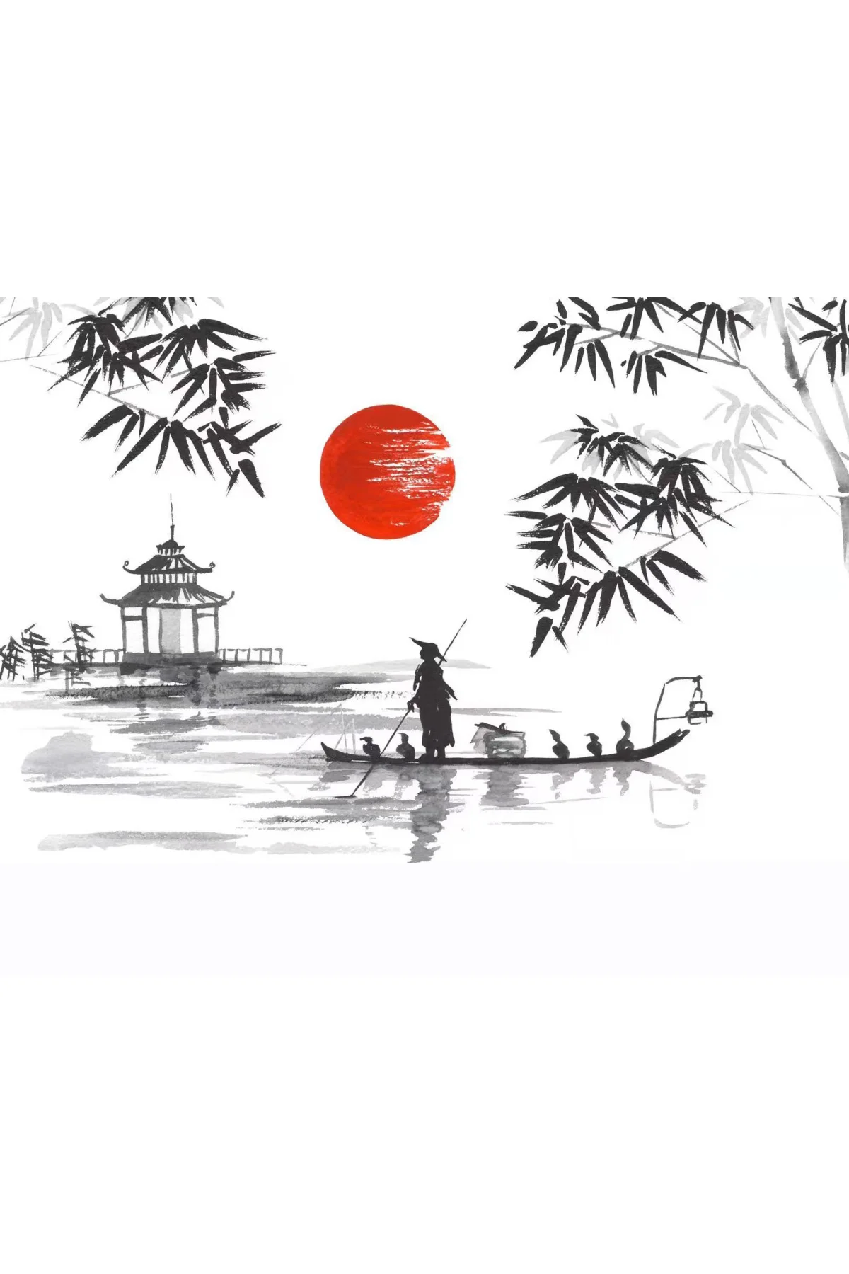Canvas Japon Günlüğü Sayılarla Boyama Seti KASNAKLI DUVARA ASILAB