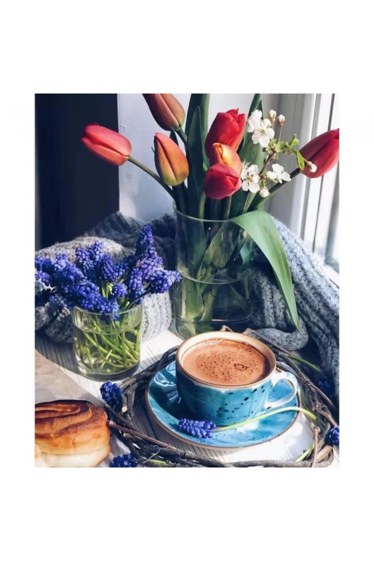 Canvas Kahve Keyfi Sayılarla Boyama Seti Kasnaklı