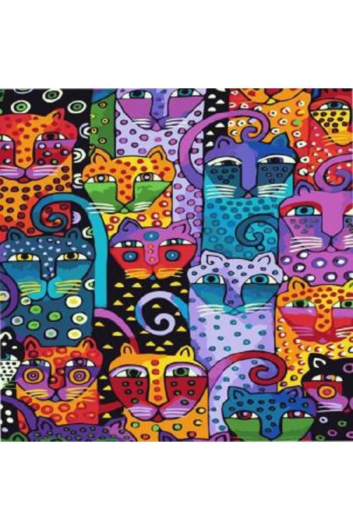 Canvas Kedi Duvarı Sayılarla Boyama Seti Kasnaklı 60 X 75 Cm