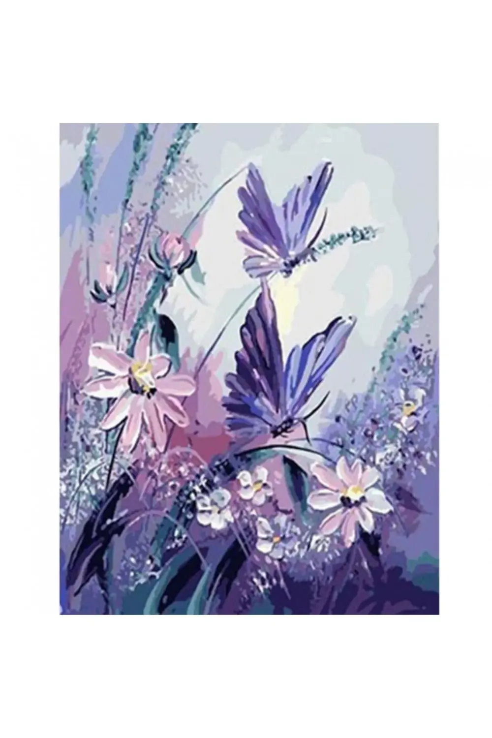 Canvas Kelebeklerin Dansı Sayılarla Boyama Seti Kasnaklı