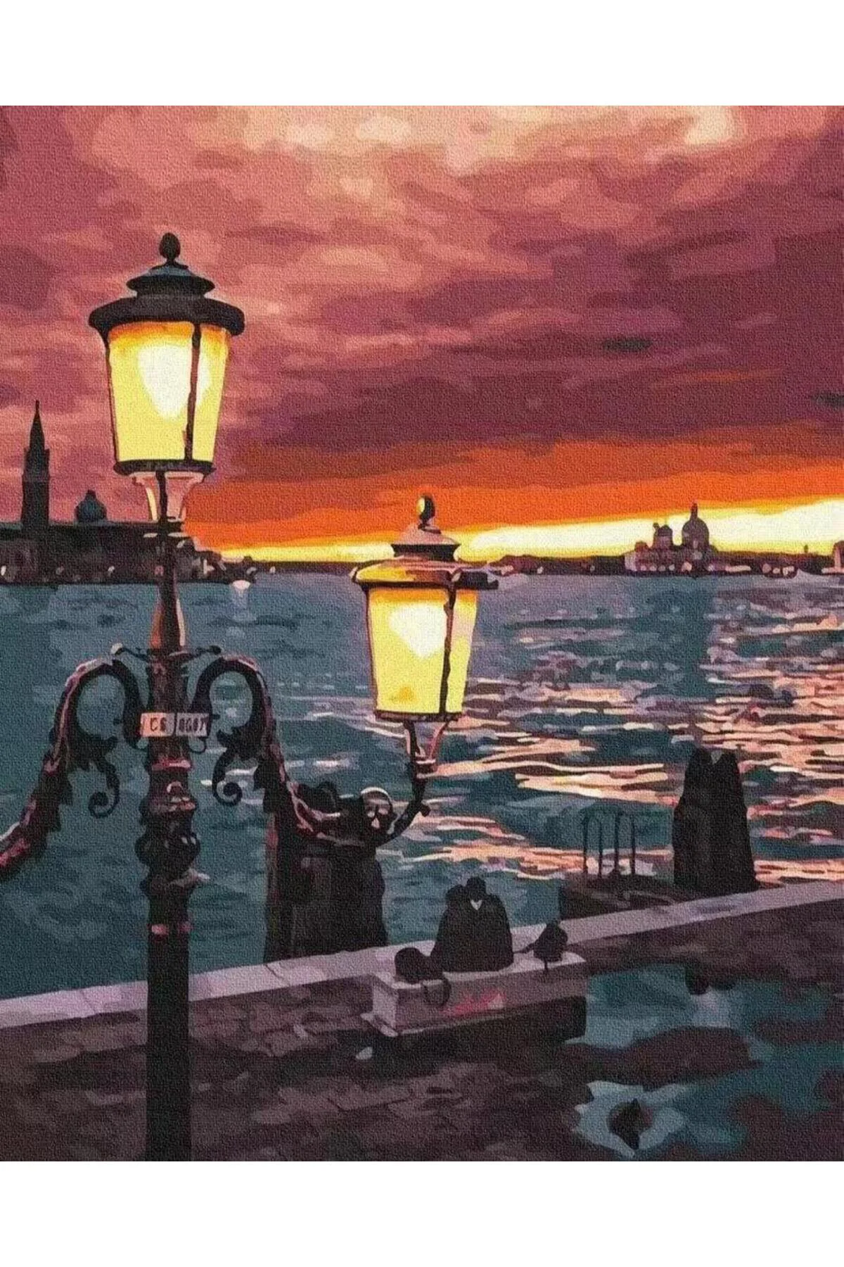 Canvas Kordonda Günbatımı Sayılarla Boyama SetiRulo