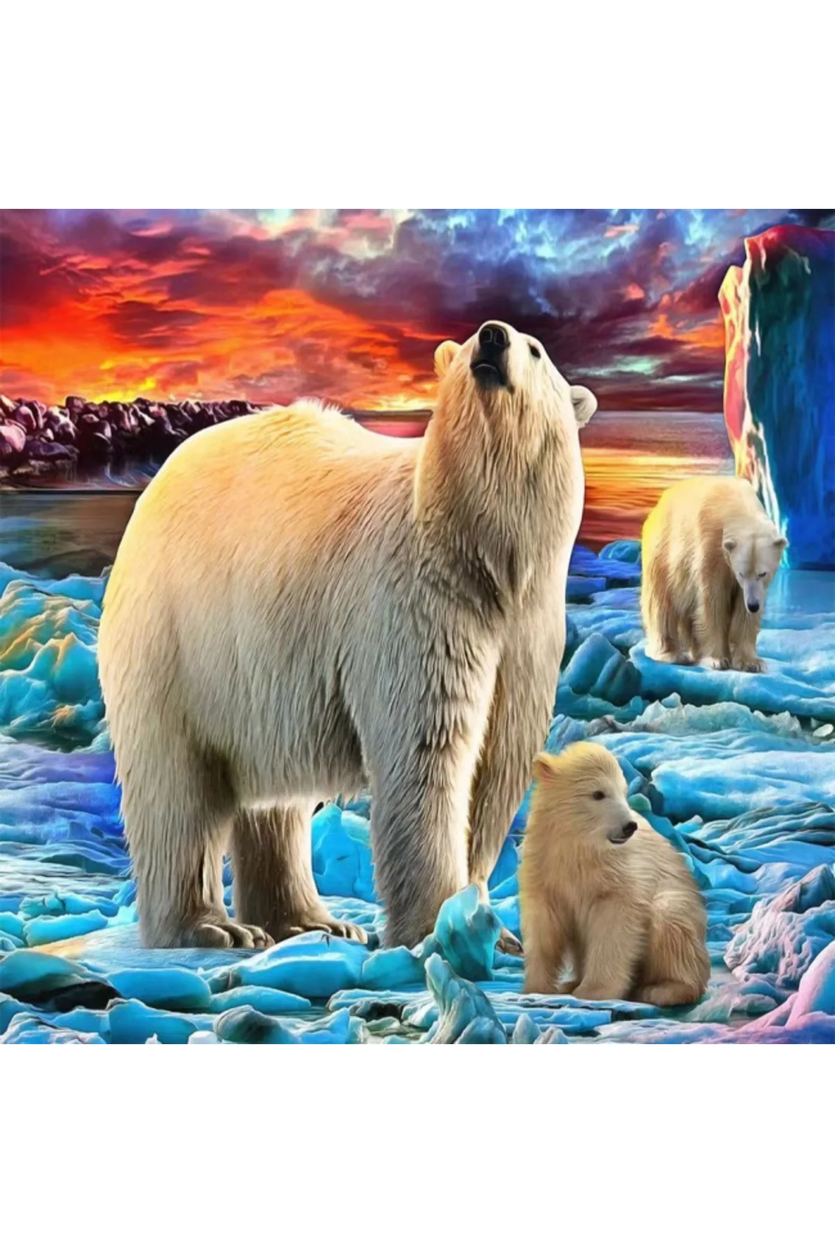 Canvas Kutup Ayılari Sayılarla Boyama Seti KASNAKLI DUVARA ASILAB