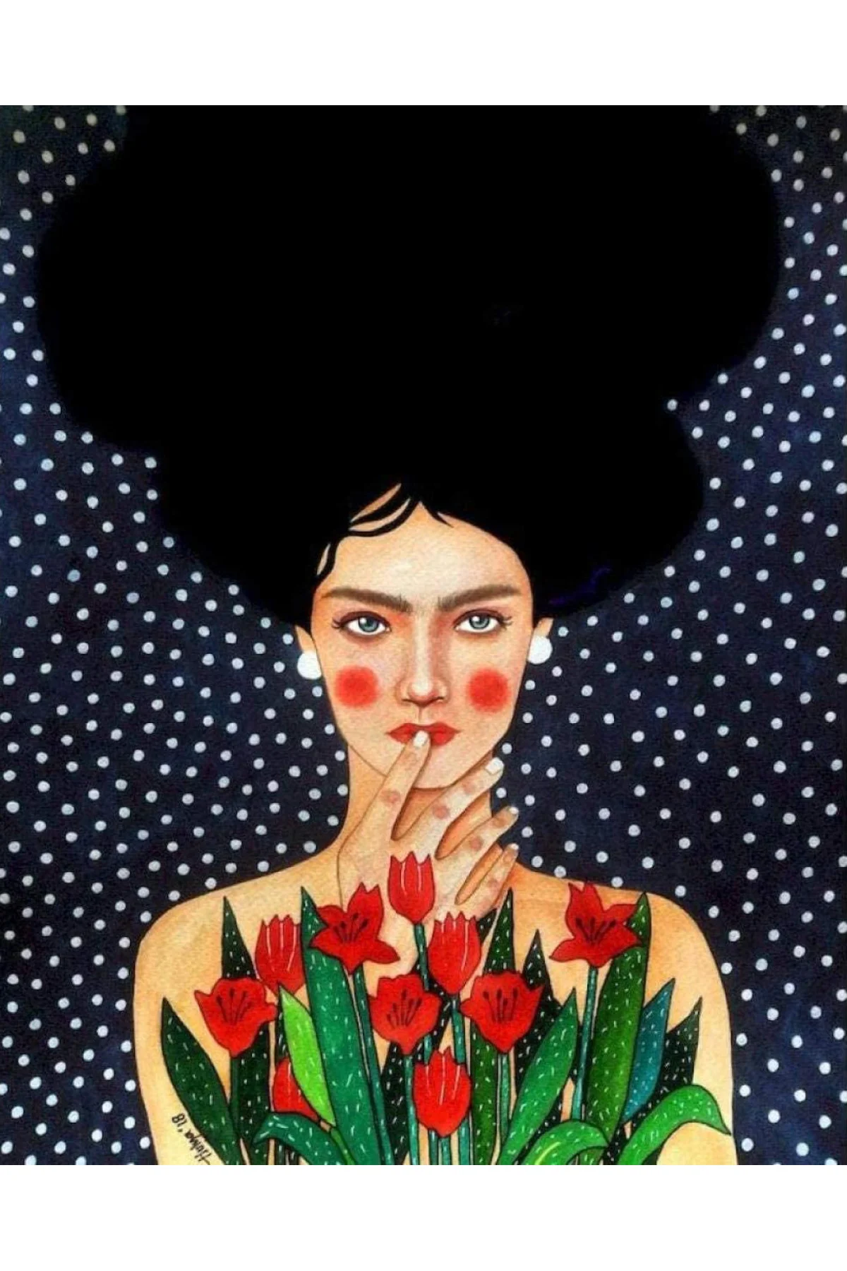 Canvas Laleli Kadın Sayılarla Boyama Seti   Kasnaklı 100 x 140 cm