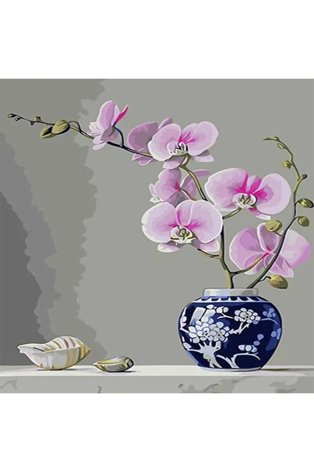 Canvas Masadaki Vazo Naturel Sayılarla Boyama Seti KASNAKLI DUVAR