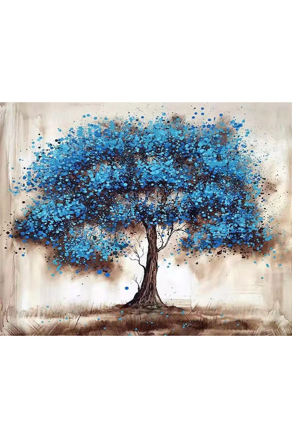 Canvas Mavi Ağaç Sayılarla Boyama Seti Çerçevesiz Rulo