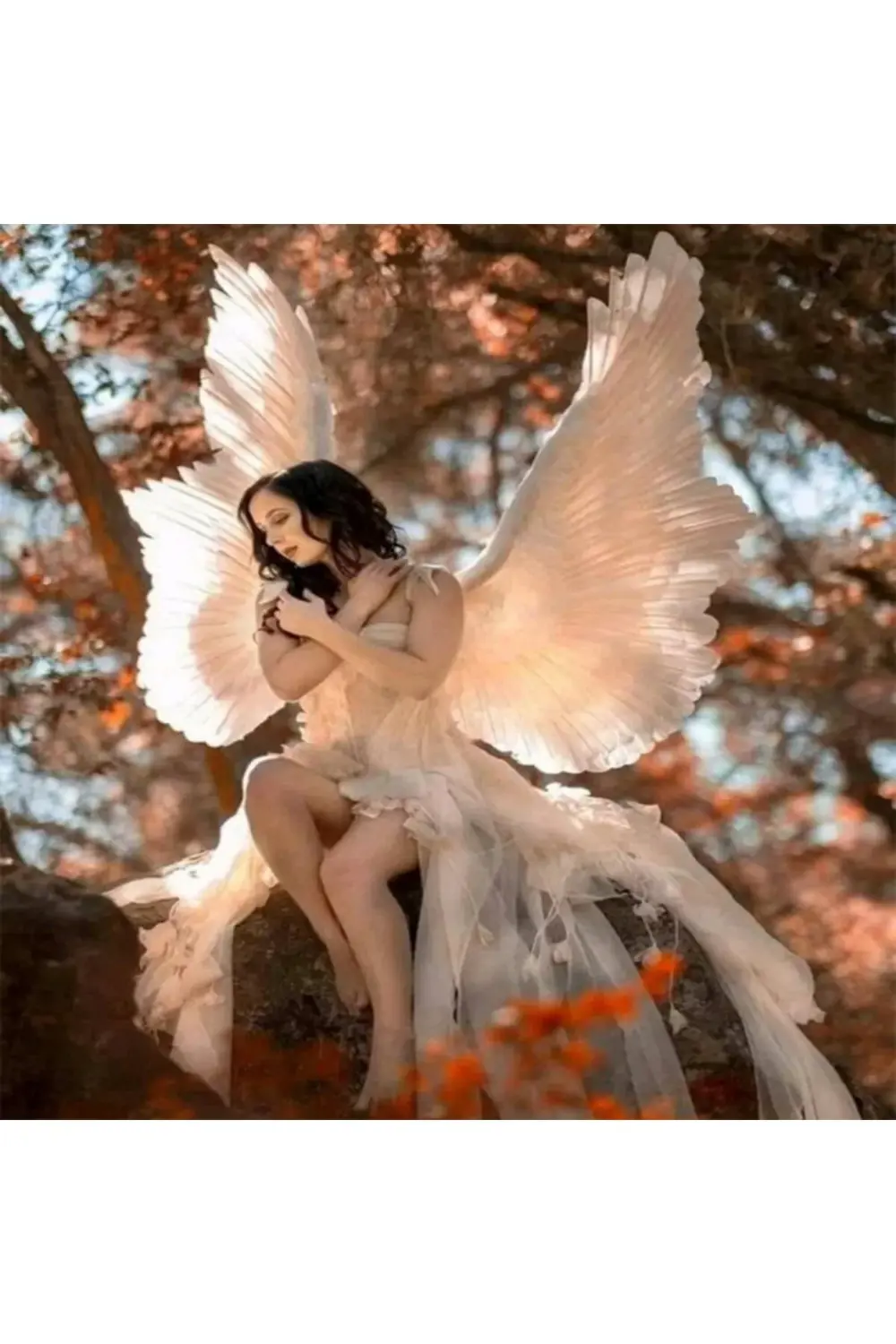 Canvas Melek Kadın Sayılarla Boyama Seti KASNAKLI DUVARA ASILABİL