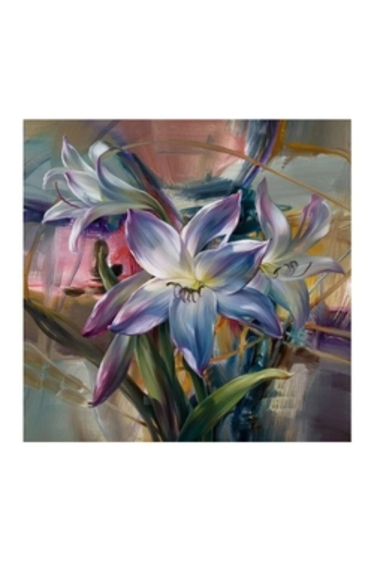 Canvas Mor Çiçekler Sayılarla Boyama Seti Kasnaklı