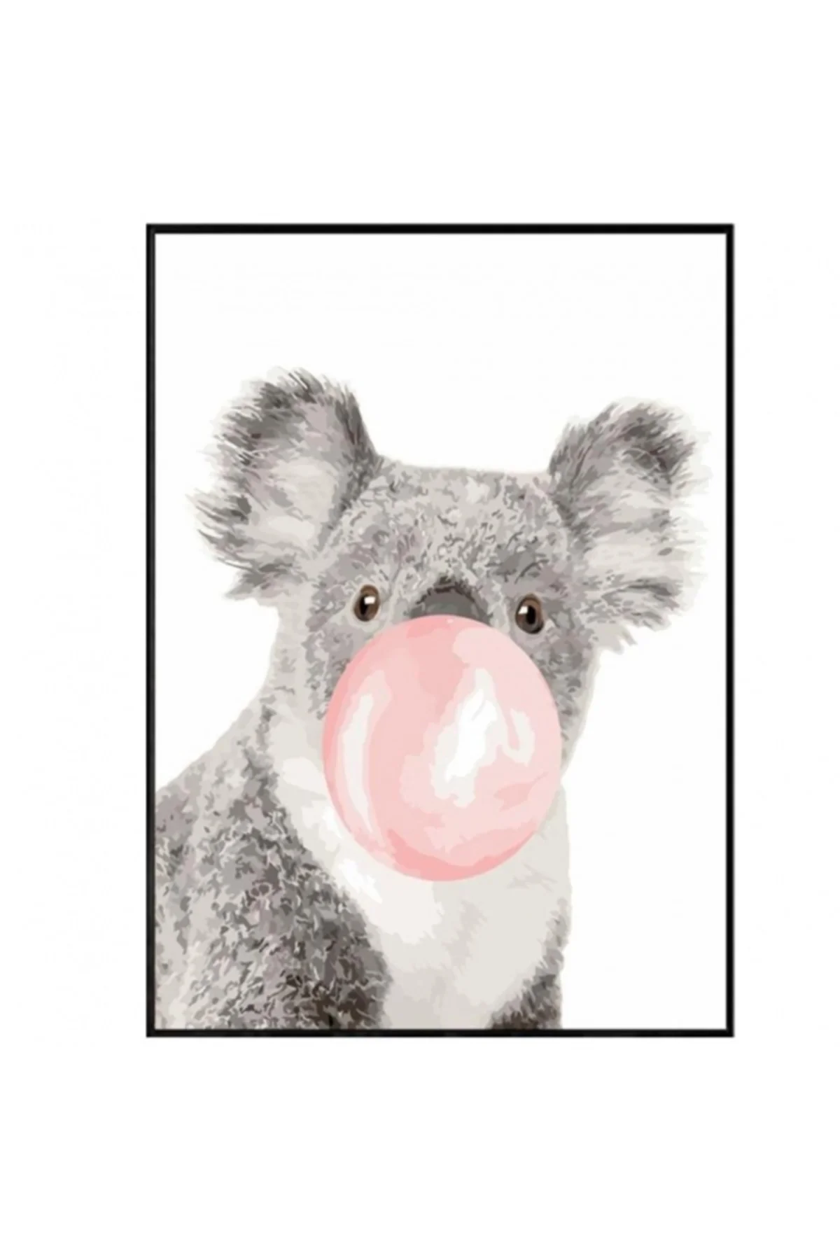 Canvas Pembe Sakız ve Koala Sayılarla Boyama Seti  Kasnaklı 70 x 