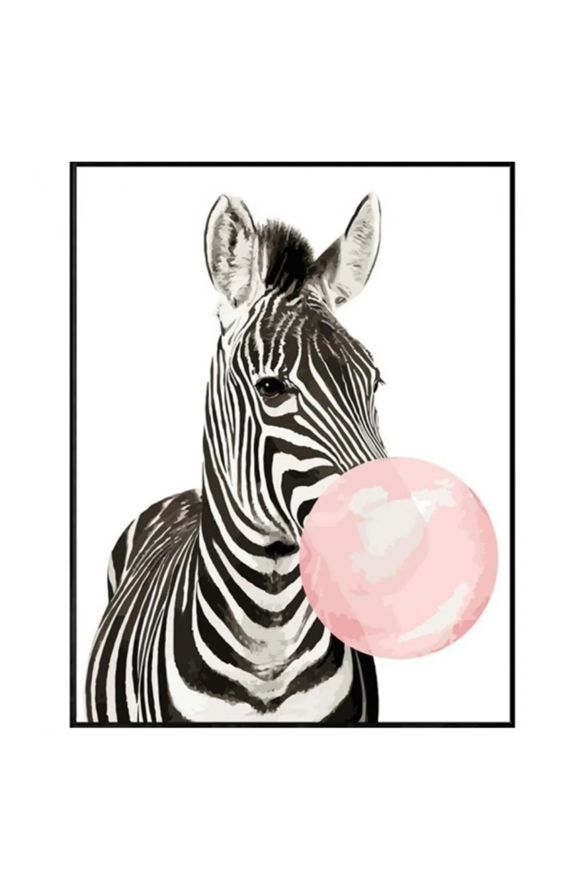 Canvas Pembe Sakız Ve Zebra Sayılarla Boyama Seti KASNAKLI DUVARA