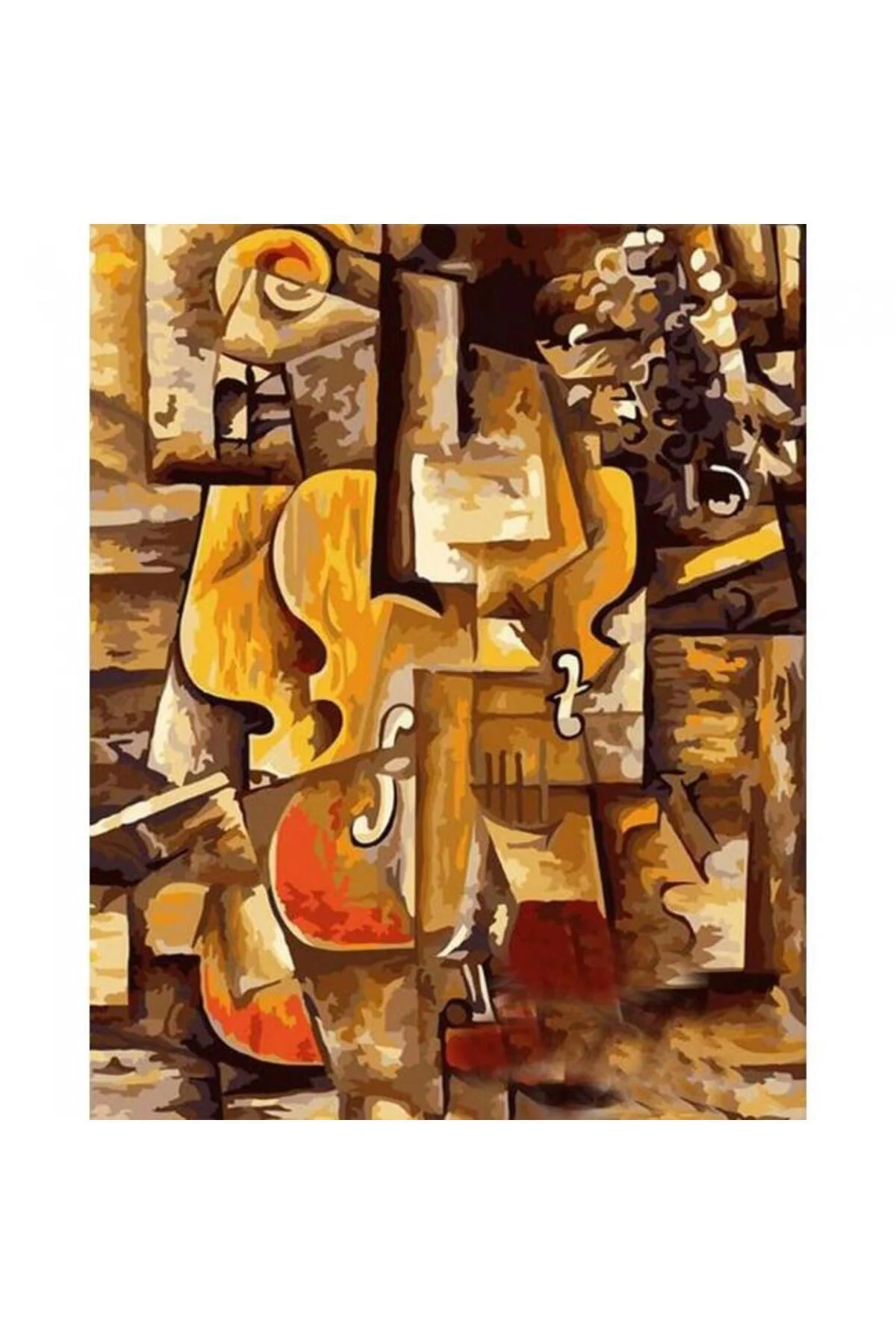 Canvas Picasso Keman Ve Üzümler Sayılarla Boyama Seti KASNAKLI DU