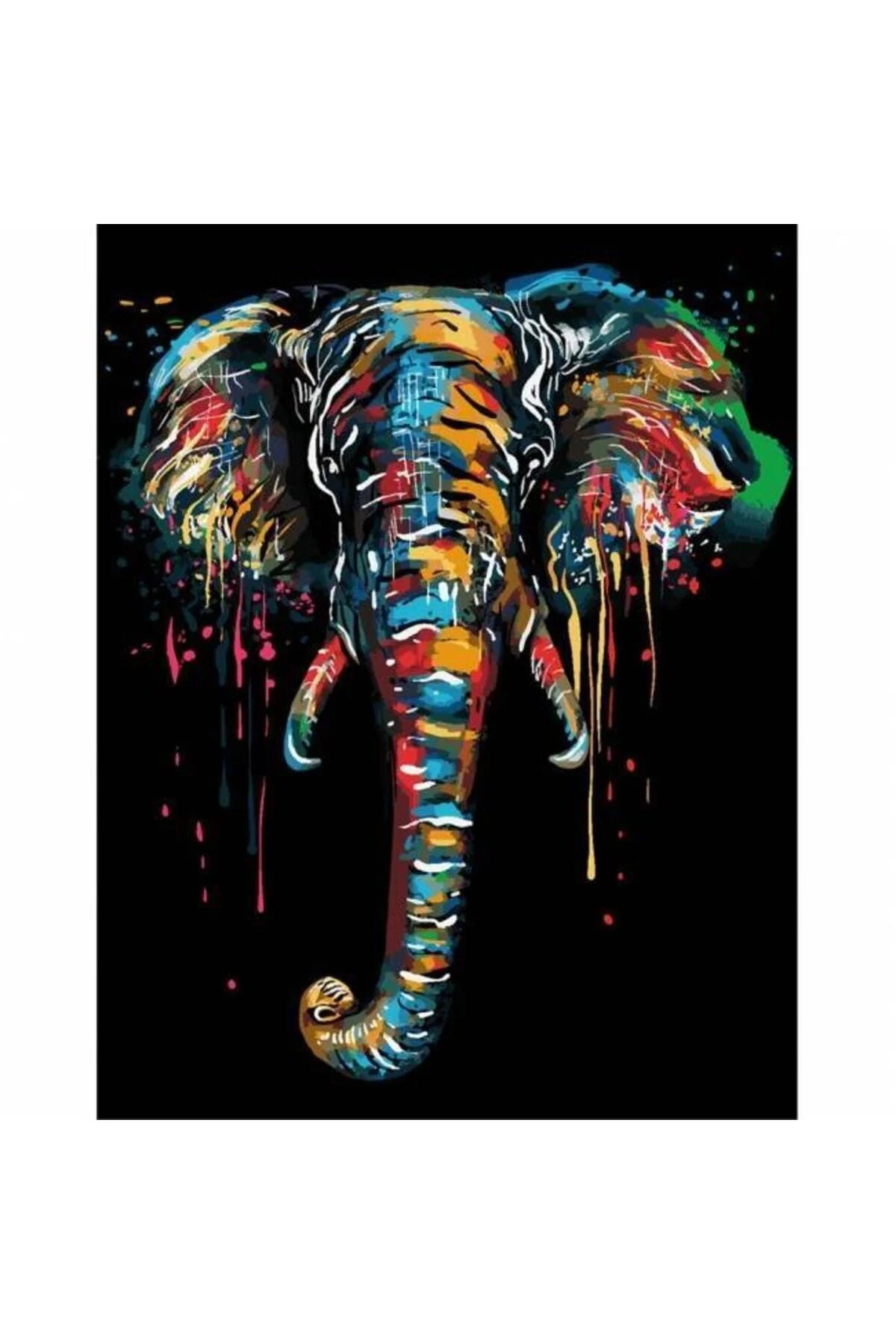 Canvas Renklerin Fili Sayılarla Boyama Seti Duvar Sticker KASNAKLI DUVARA ASILABİLİR 90 X 110 Cm