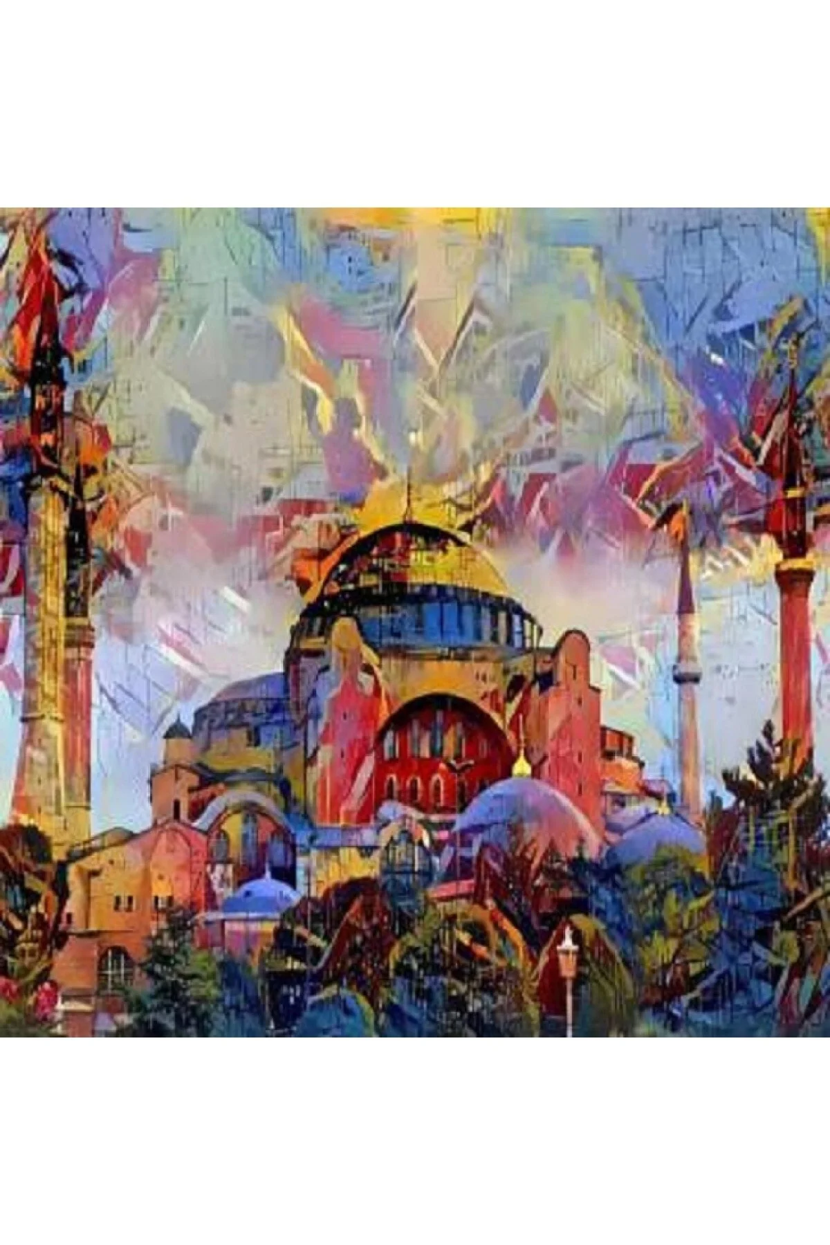 Canvas Renkli Ayasofya Sayılarla Boyama Seti Kasnaklı 100x140 Cm