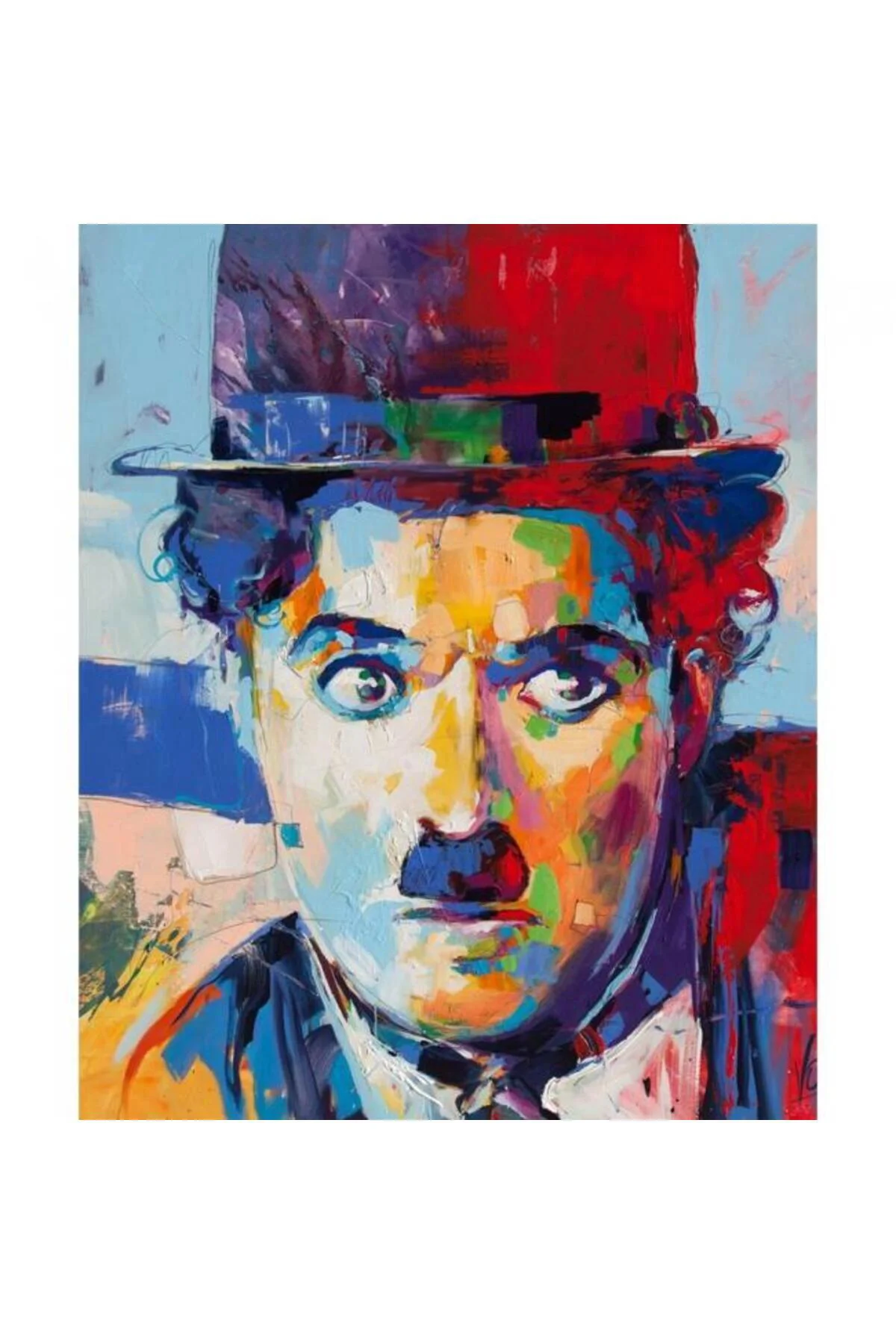 Canvas Renkli Charlie Chaplin Sayılarla Boyama Seti KASNAKLI DUVA
