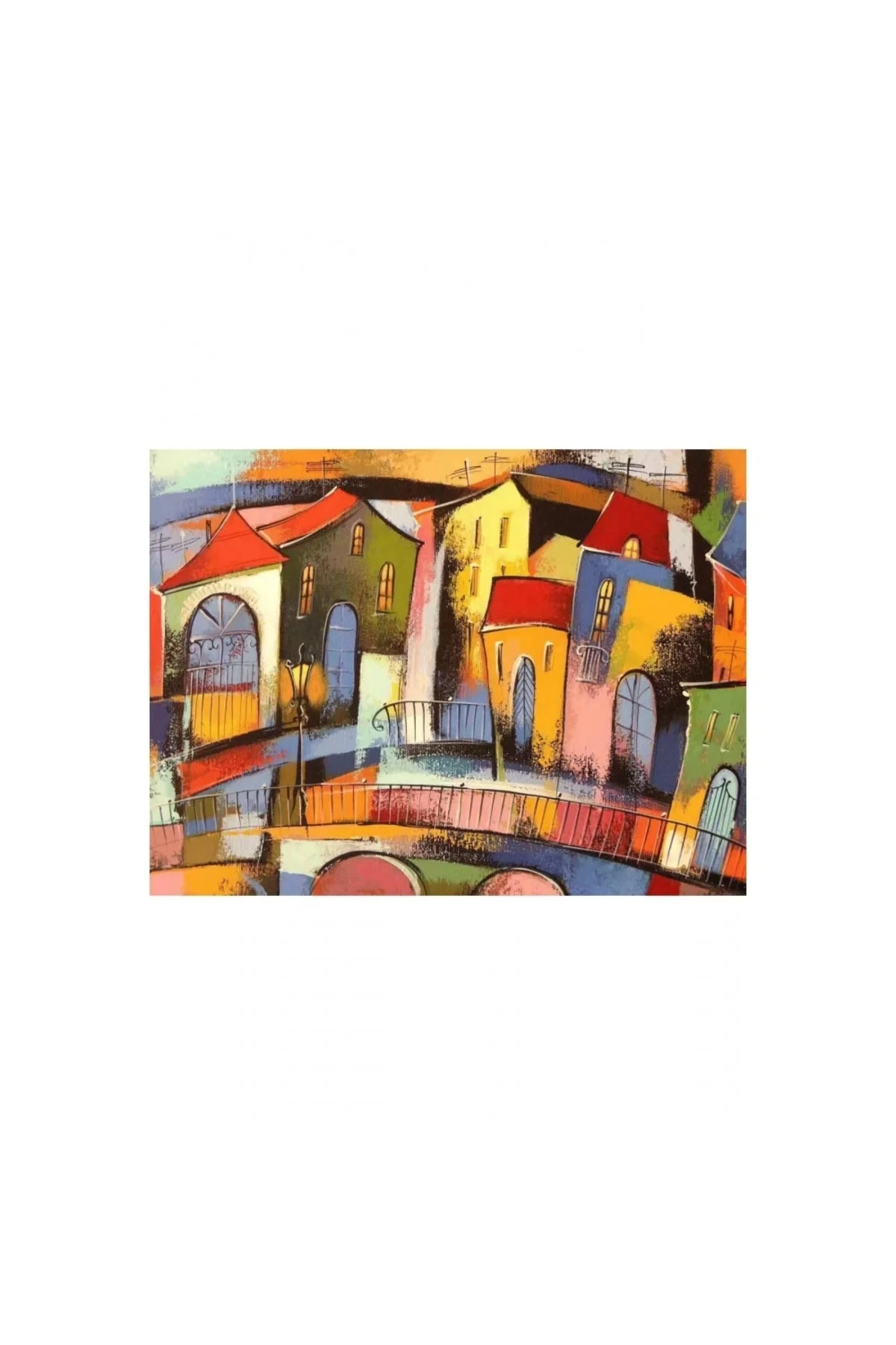 Canvas Renkli Evler 2 Sayılarla Boyama Seti Duvar Sticker Rulo