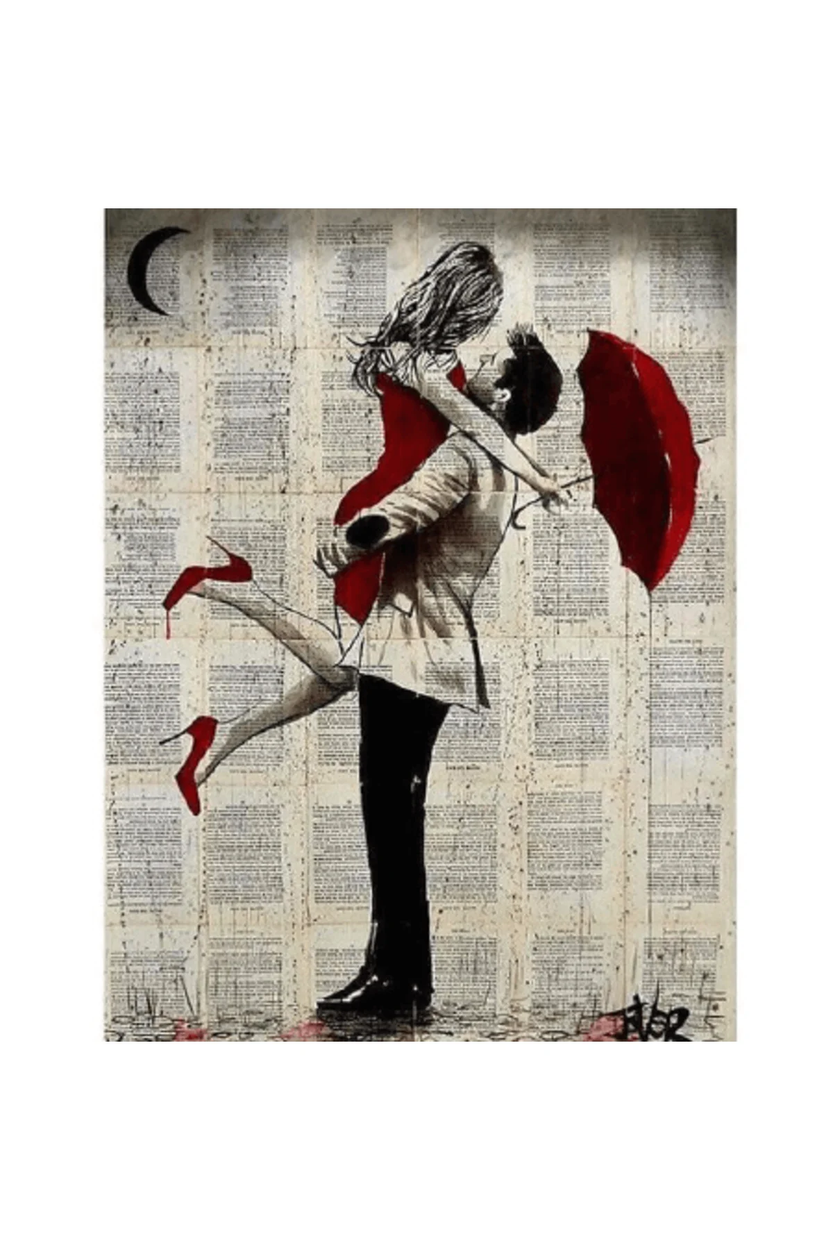 Canvas Romantik Şemsiye Anısı 1 Sayılarla Boyama Seti KASNAKLI ÇERÇEVELİ