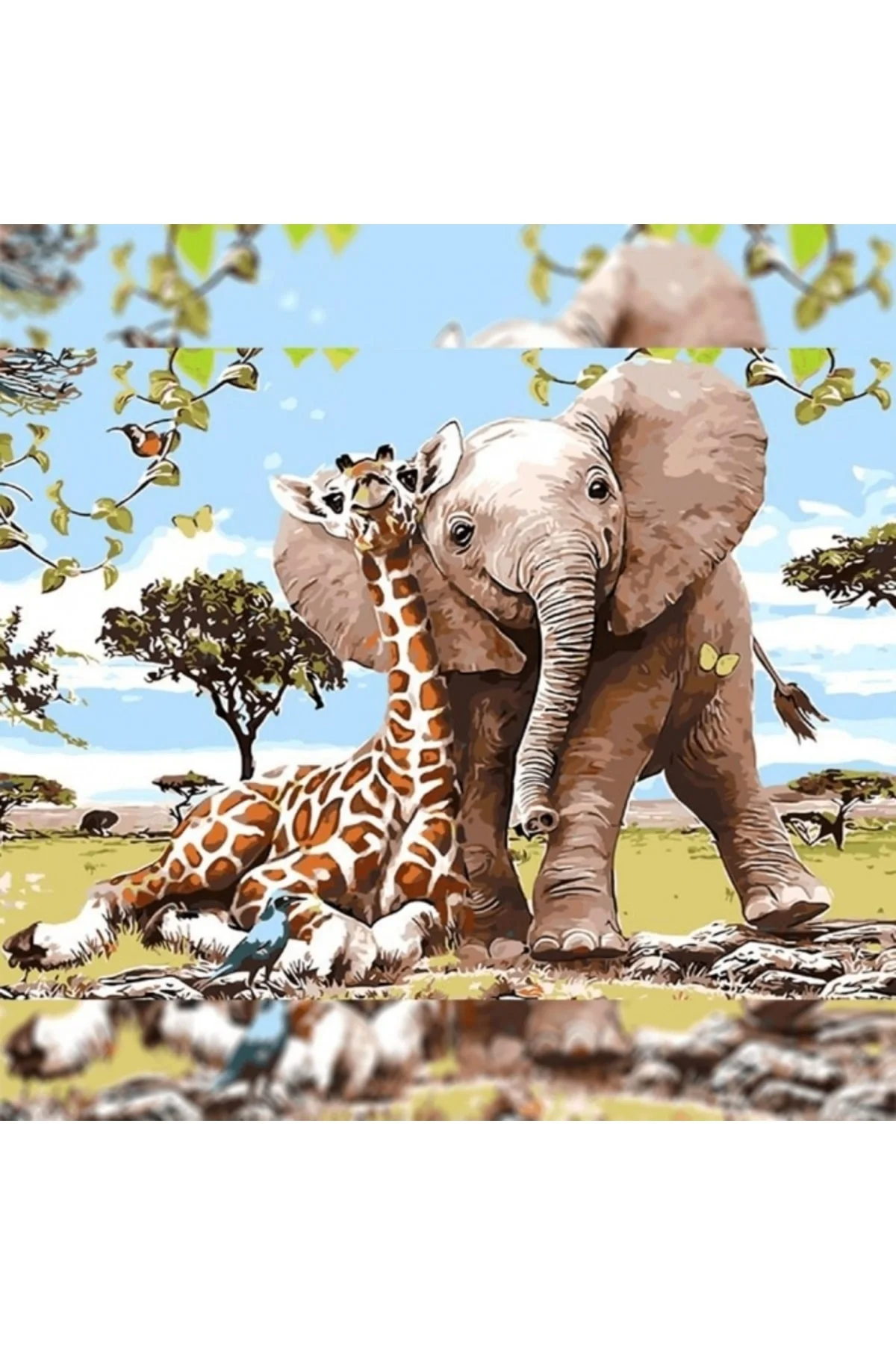 Canvas Safari Gezisi Sayılarla Boyama Seti Kasnaklı 50 X 65 Cm