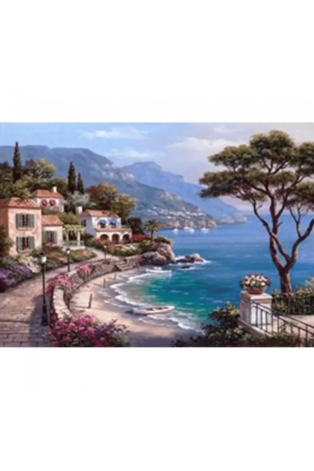 Canvas Sahil Manzarası Sayılarla Boyama Seti KASNAKLI DUVARA ASIL