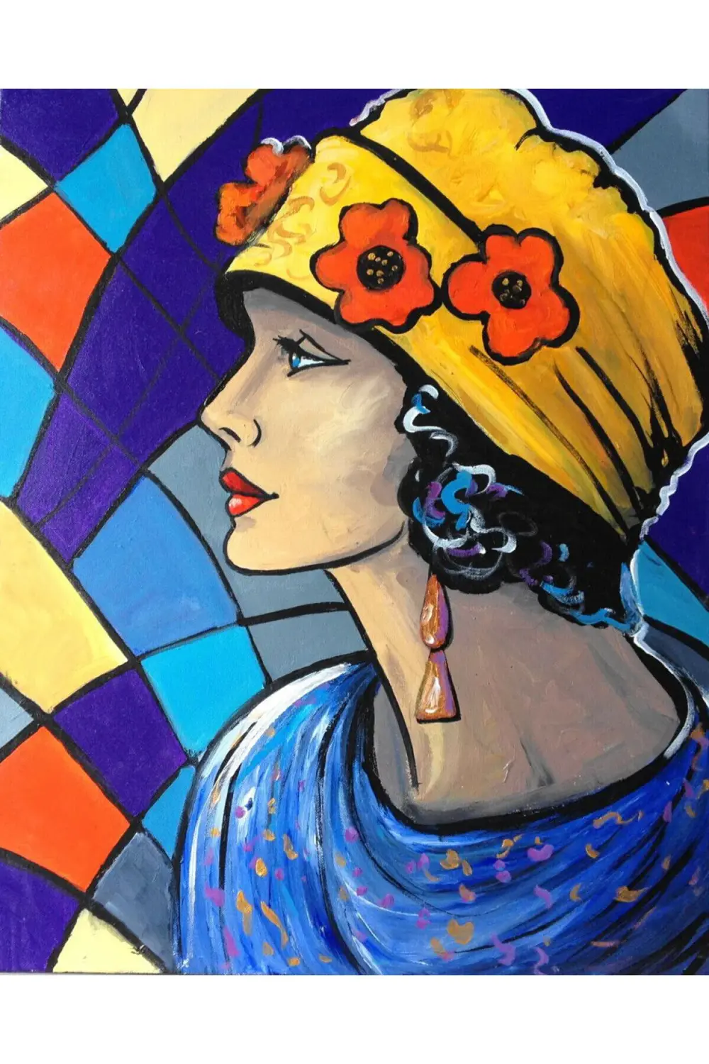 Canvas Sarı Şapkalı Sayılarla Boyama Seti KASNAKLI DUVARA ASILABİ