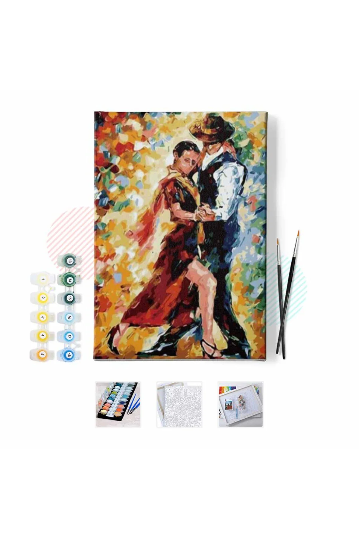 Canvas Tango Aşkı Sayılarla Boyama Seti KASNAKLI DUVARA ASILABİLİ