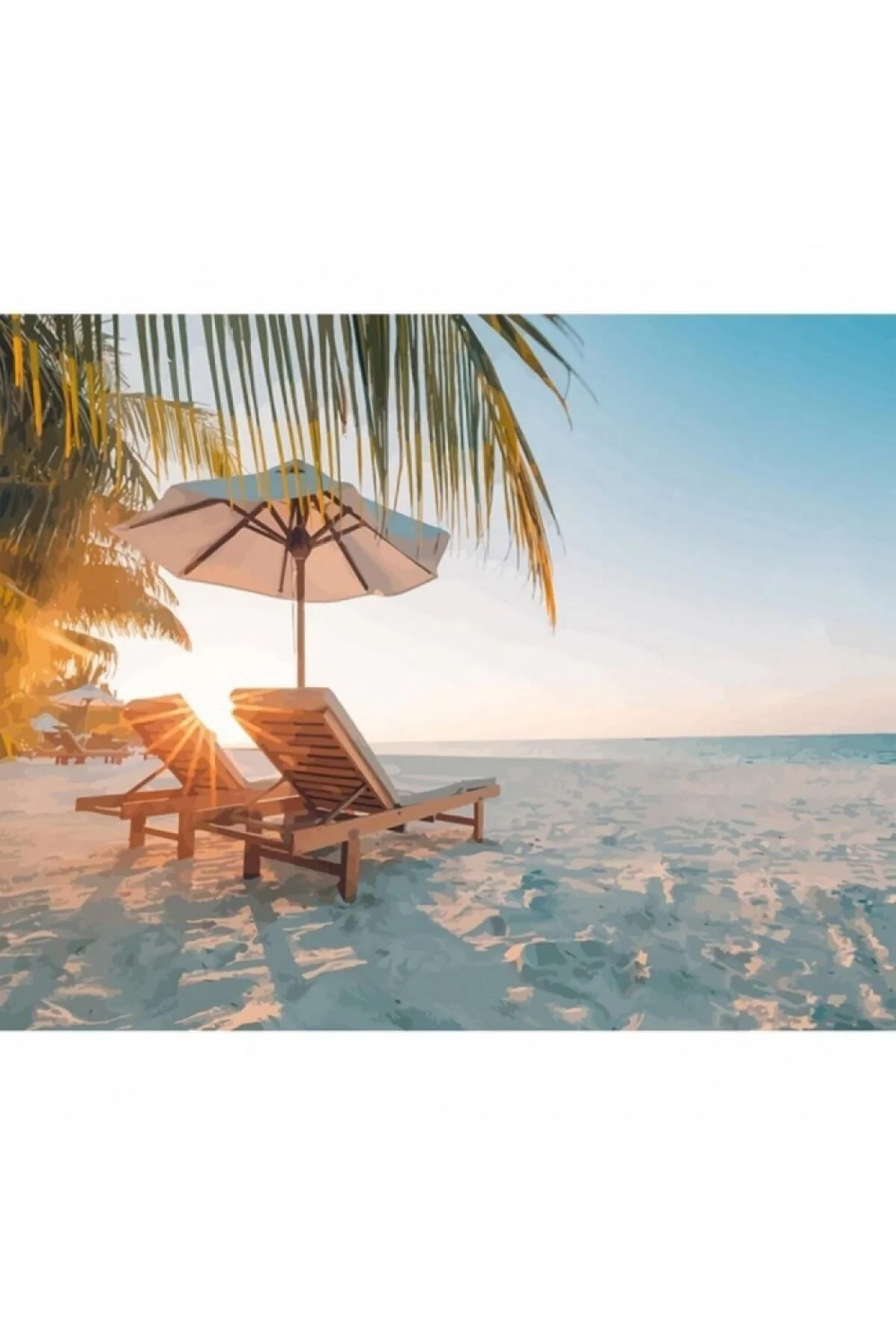 Canvas Tatil Hayatı Sayılarla Boyama Seti Duvar Sticker KASNAKLI DUVARA ASILABİLİR
