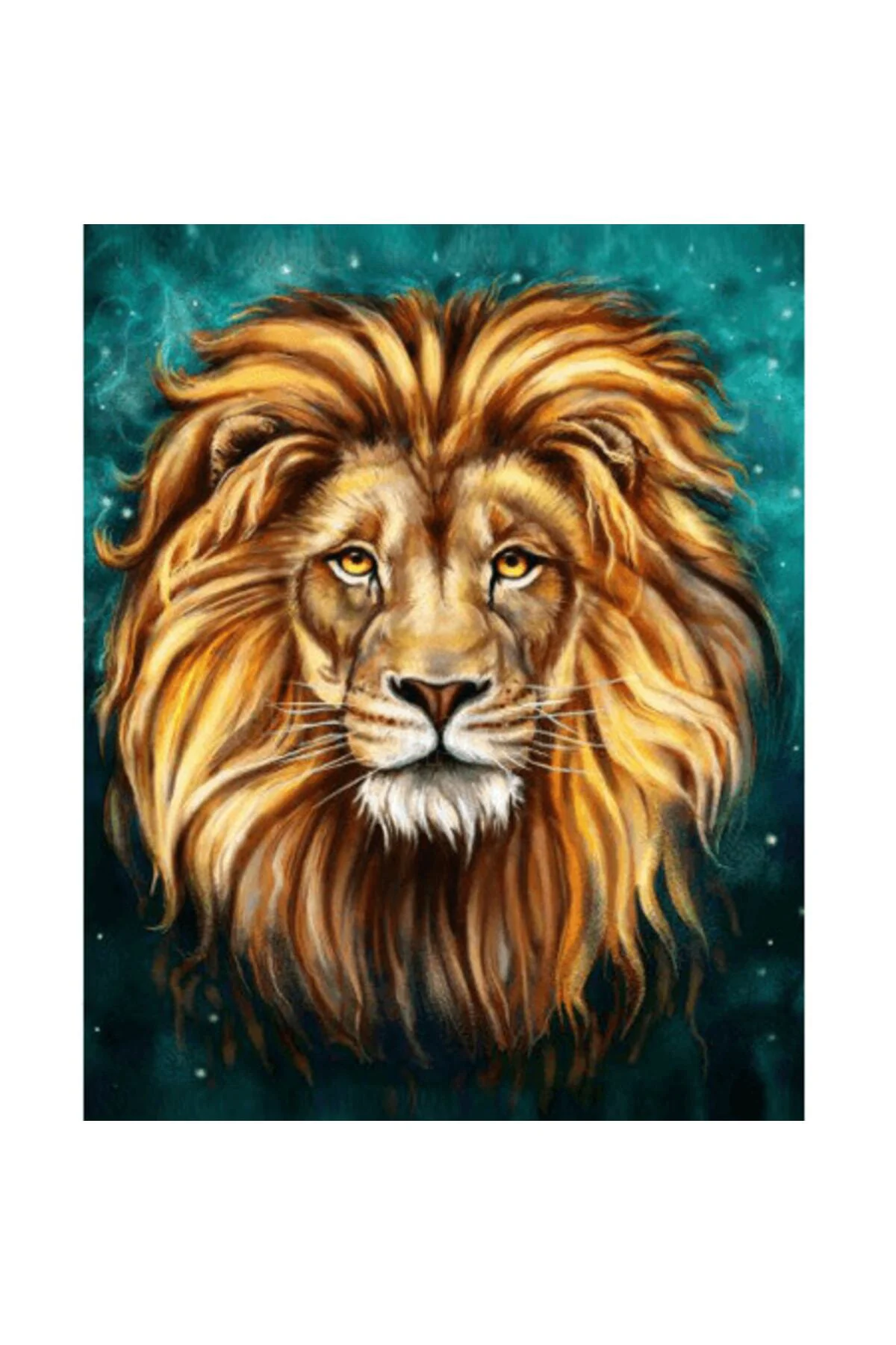 Canvas Tek Aslan Sayılarla Boyama Seti Duvar Sticker Çerçevesiz Rulo