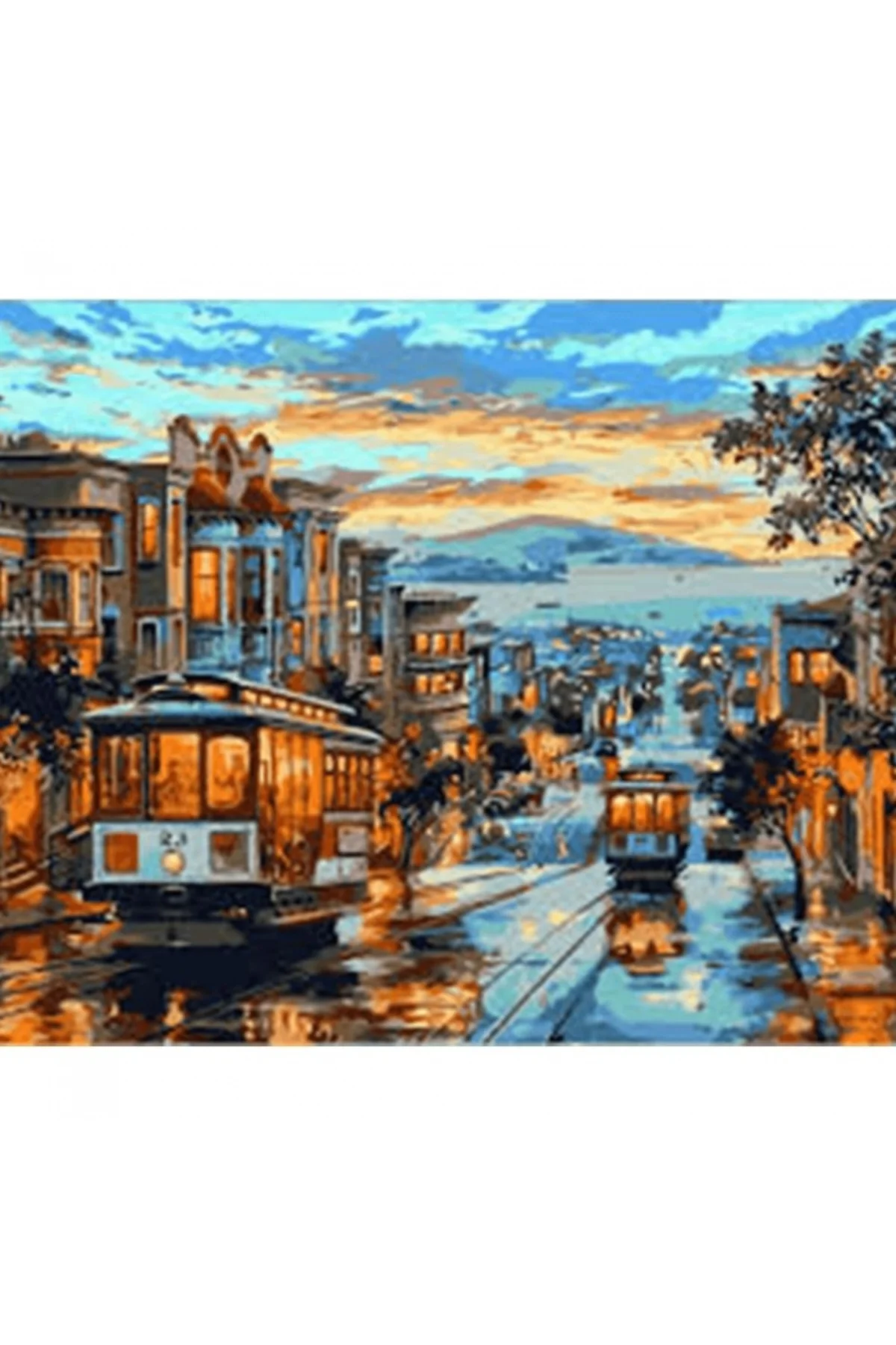 Canvas Tramvay Sayılarla Boyama Seti Çerçevesiz Rulo