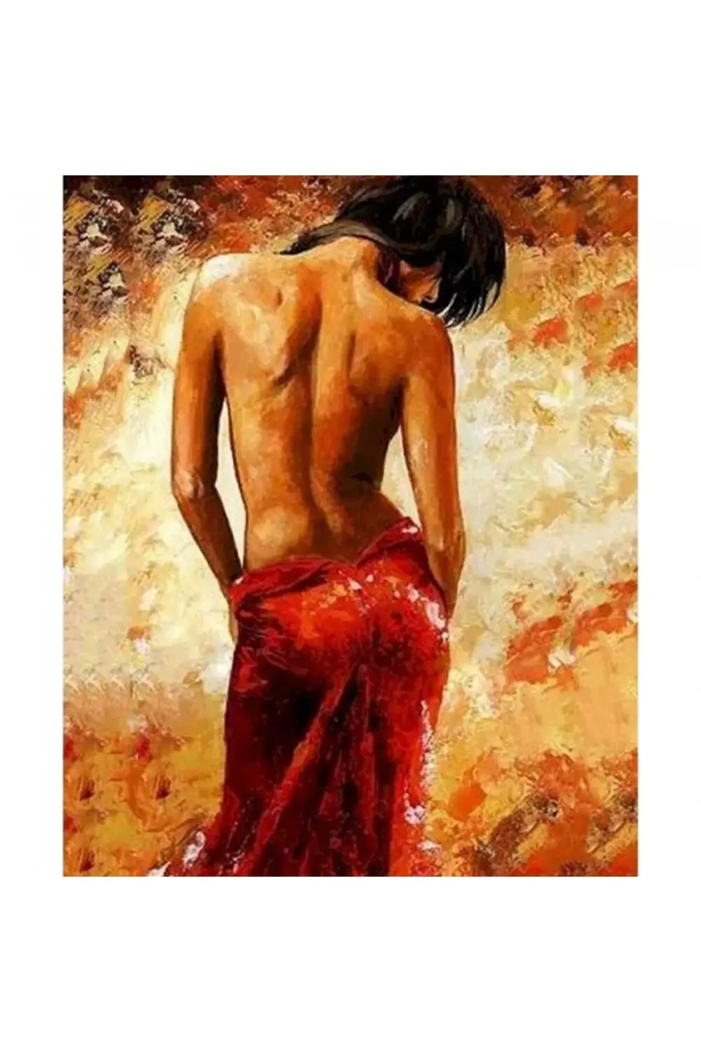 Canvas Tutkulu Kadın Sayılarla Boyama Seti KASNAKLI ÇERÇEVELİ